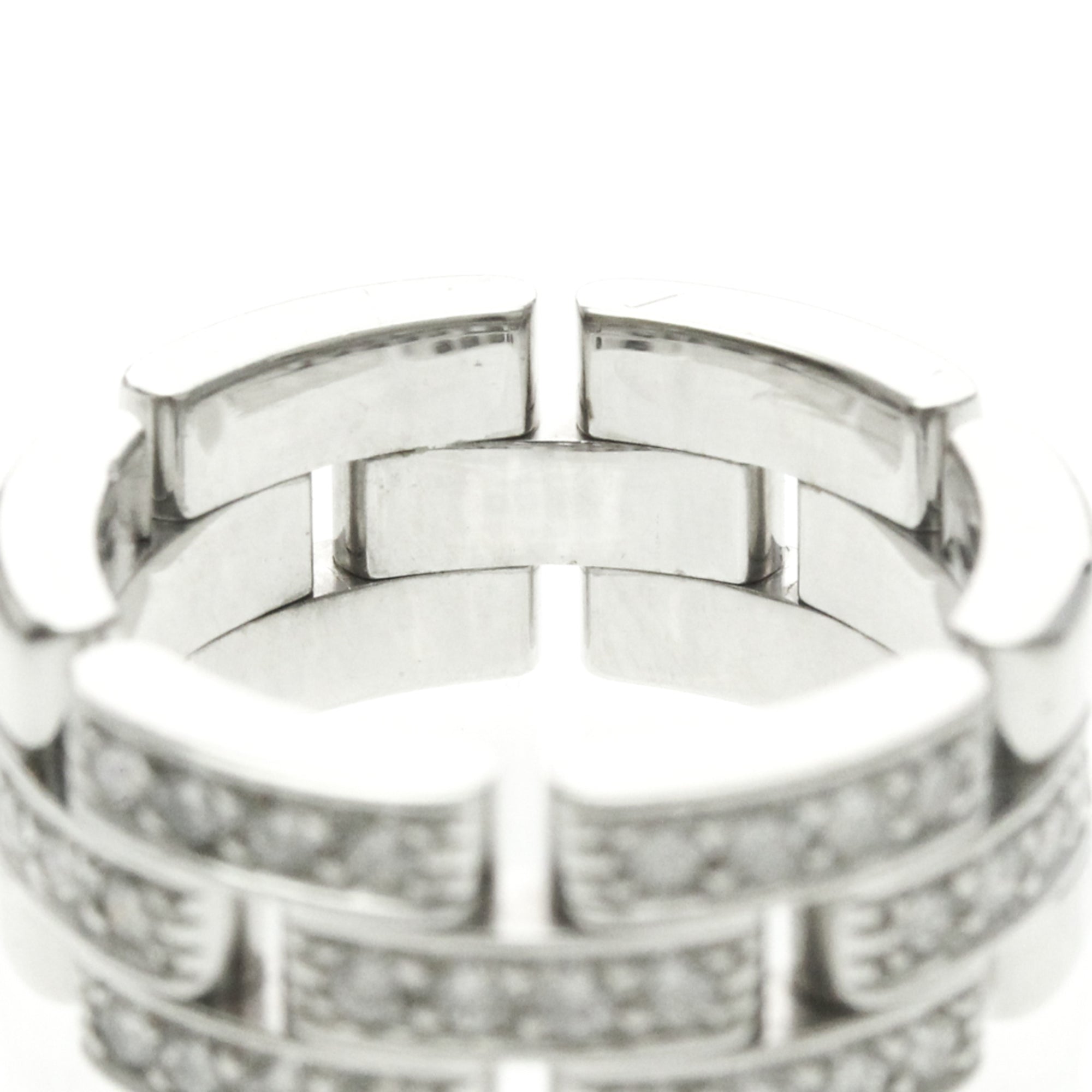 Cartier Maillon Panthere 3 Row Band 18K White Gold With Half Diamonds Silver White_Gold Ring Jewelry (Pre-Owned)