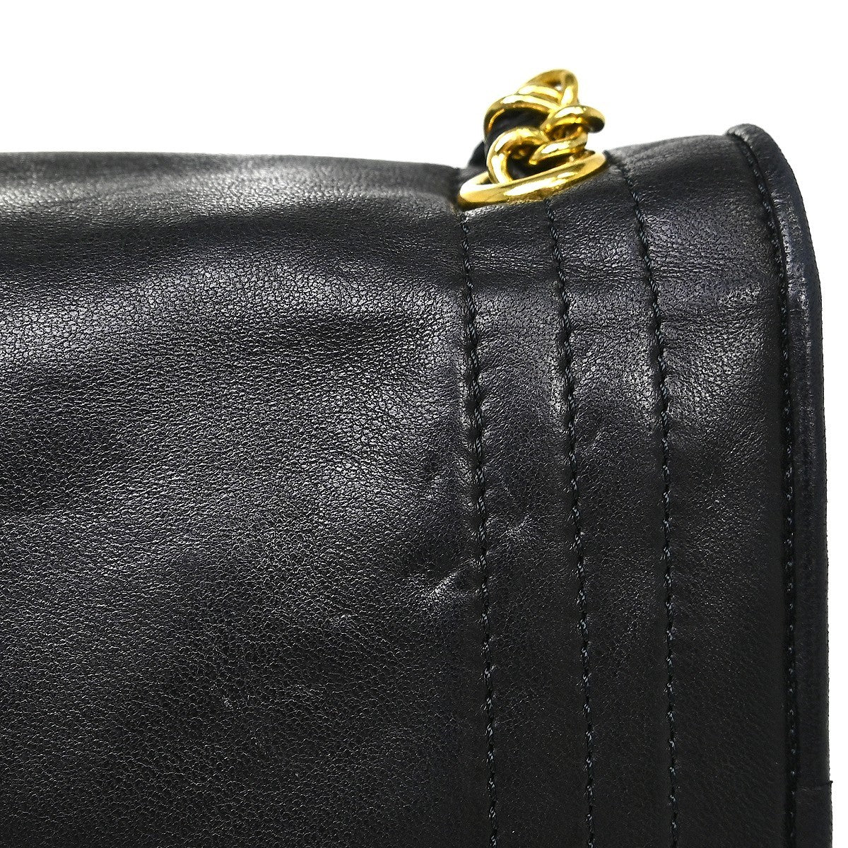 Chanel Vintage Cc Envelope Chain Flap Lambskin Black Leather Shoulder Bag Bag (Pre-Owned)