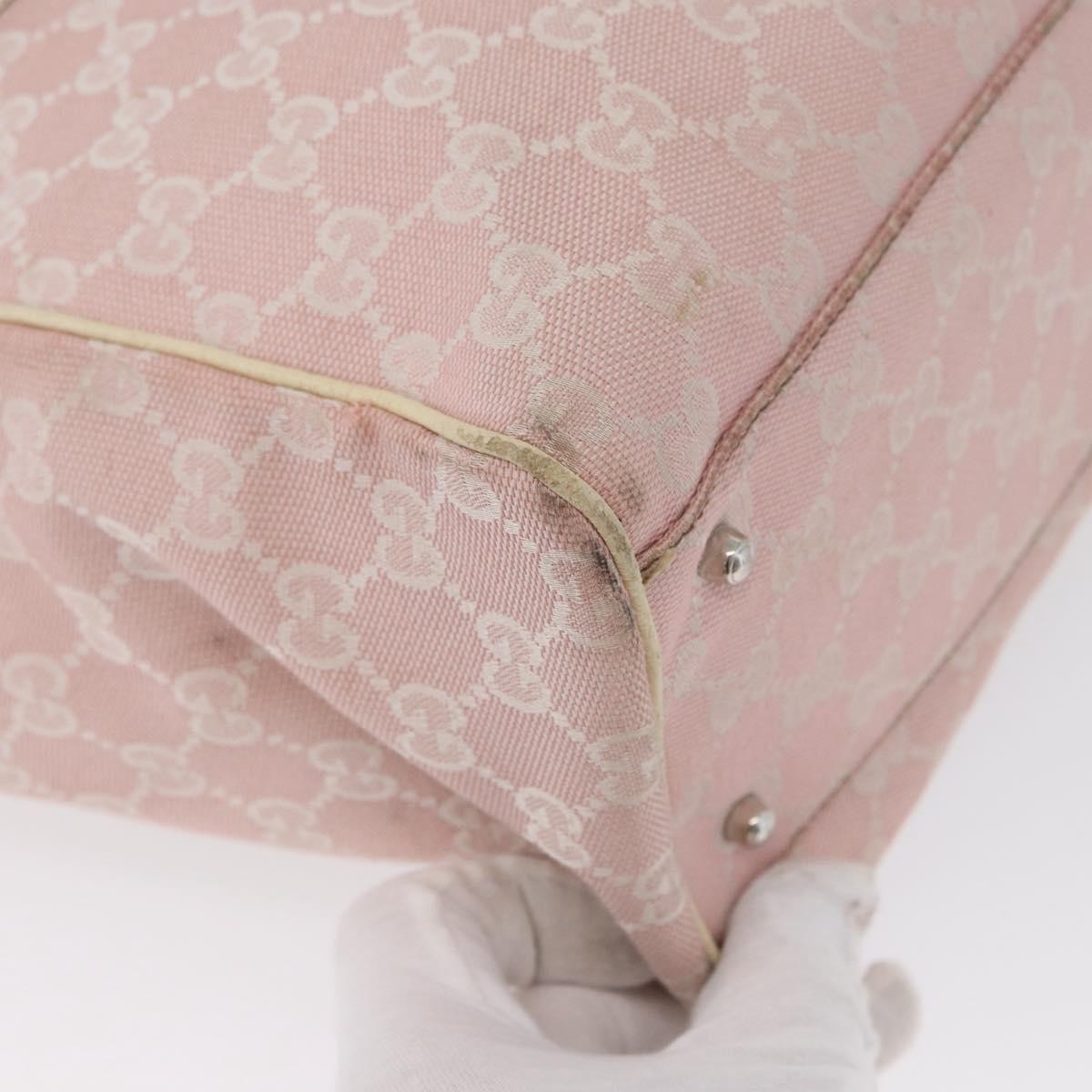 Gucci Web Handle Buckle Tote Gg Canvas And Leather Pink Canvas Tote Bag Bag (Pre-Owned)