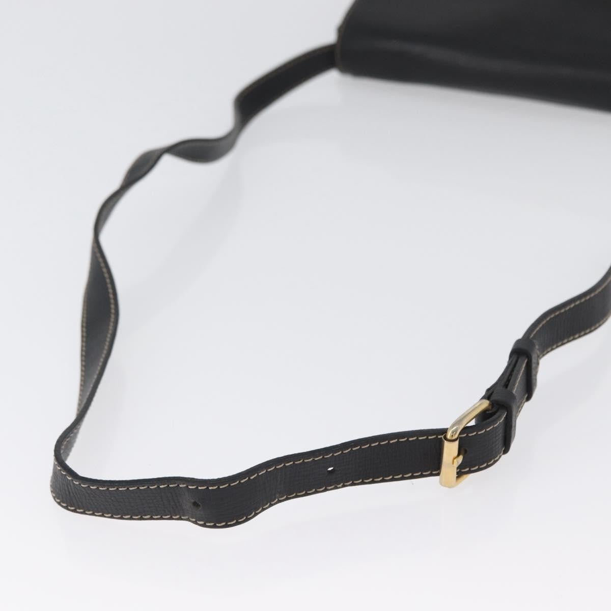 Celine Circle Logo Leather Black Leather Shoulder Bag Bag (Pre-Owned)