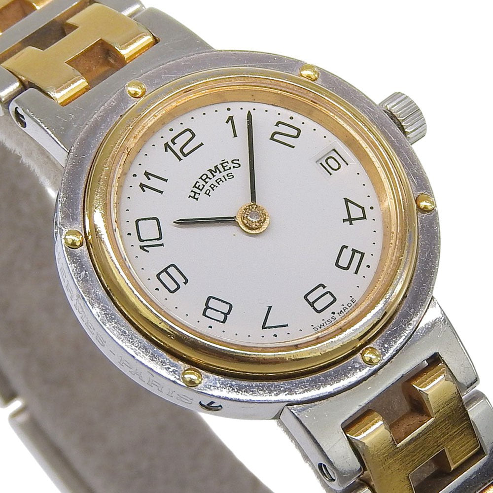 Hermes Clipper Quartz Stainless Steel With Plated Metal Watch (Pre-Owned)