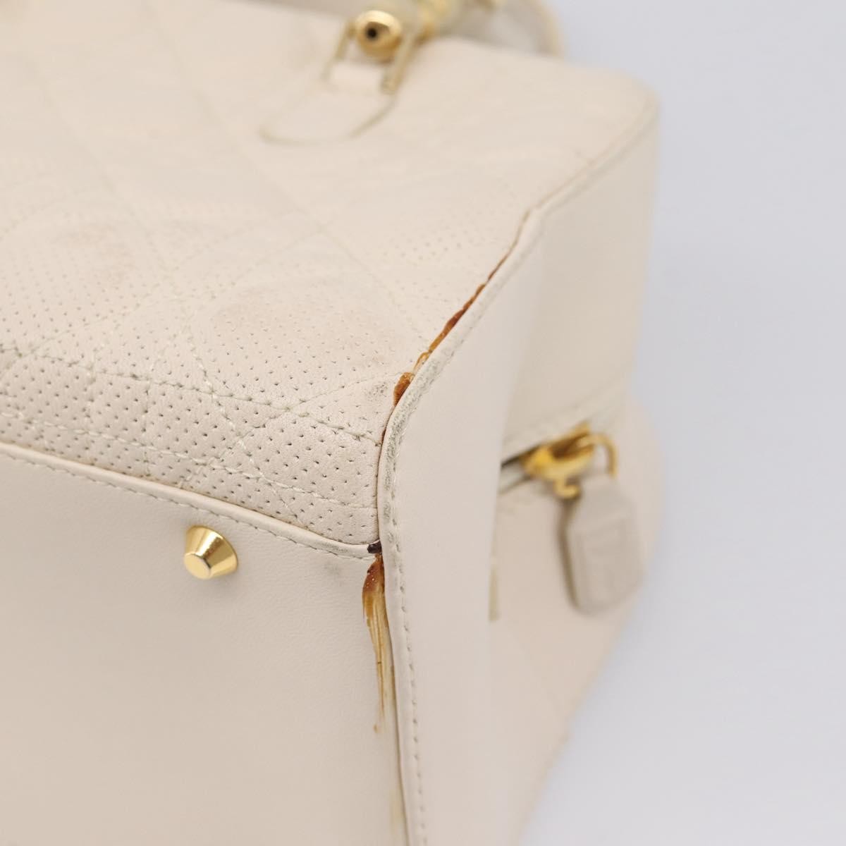 Christian Dior Vintage Leather White Leather Tote Bag Bag (Pre-Owned)