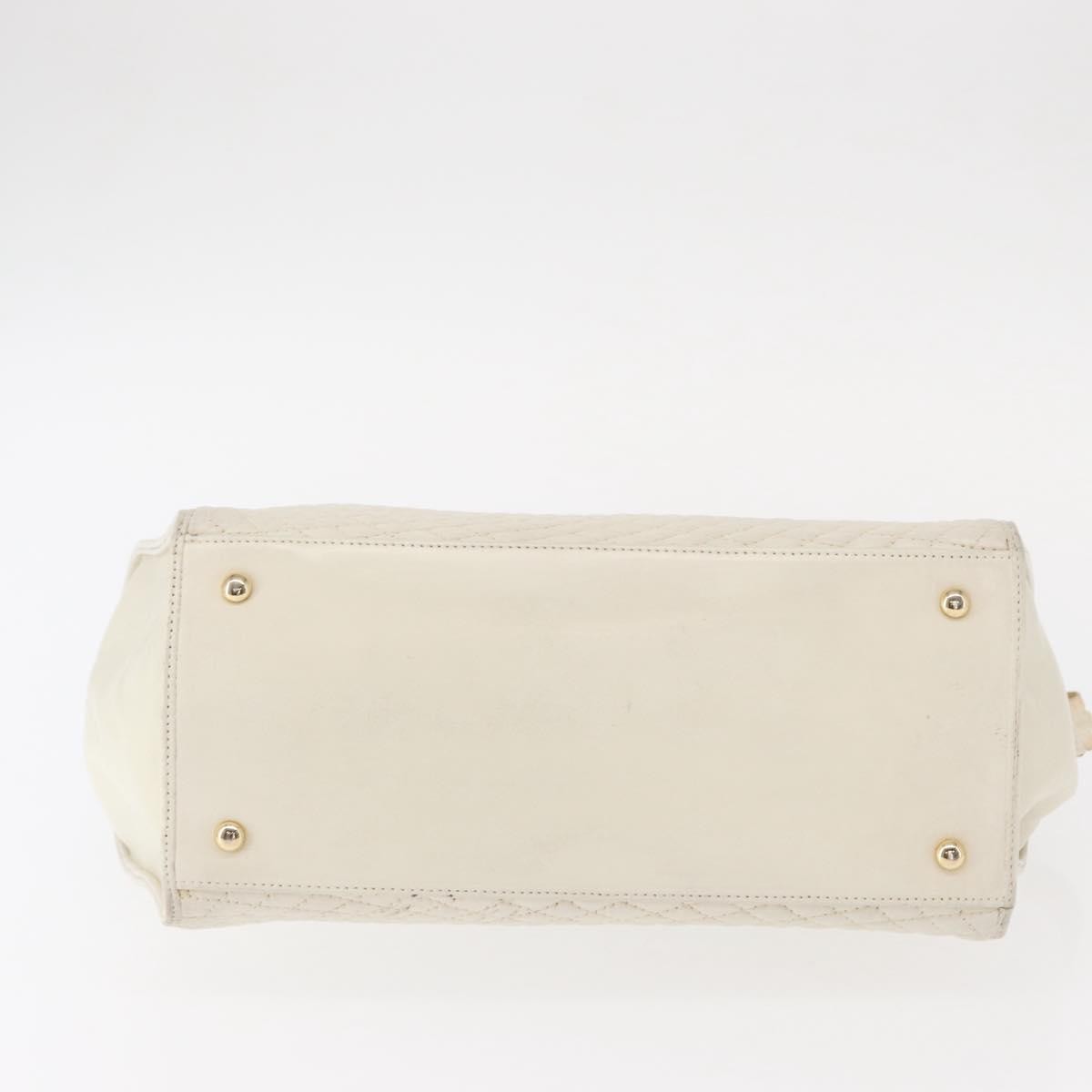 Bally Vintage Quilted Leather White Leather Handbag (Pre-Owned)