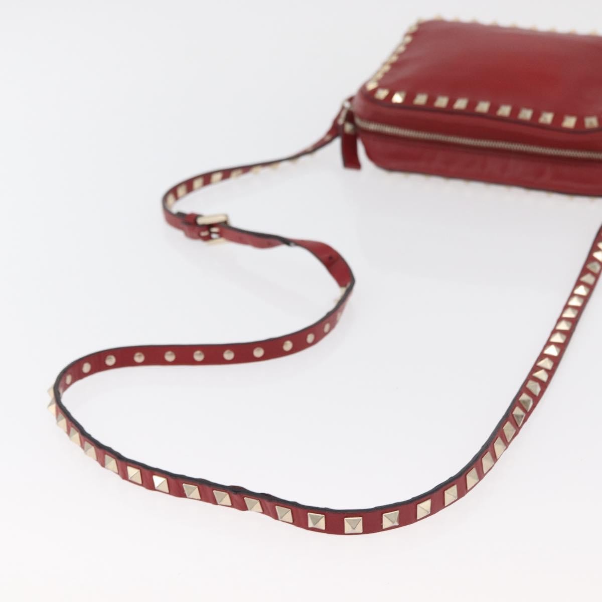 Valentino Garavani Rockstud Camera Leather Red Leather Shoulder Bag Bag (Pre-Owned)
