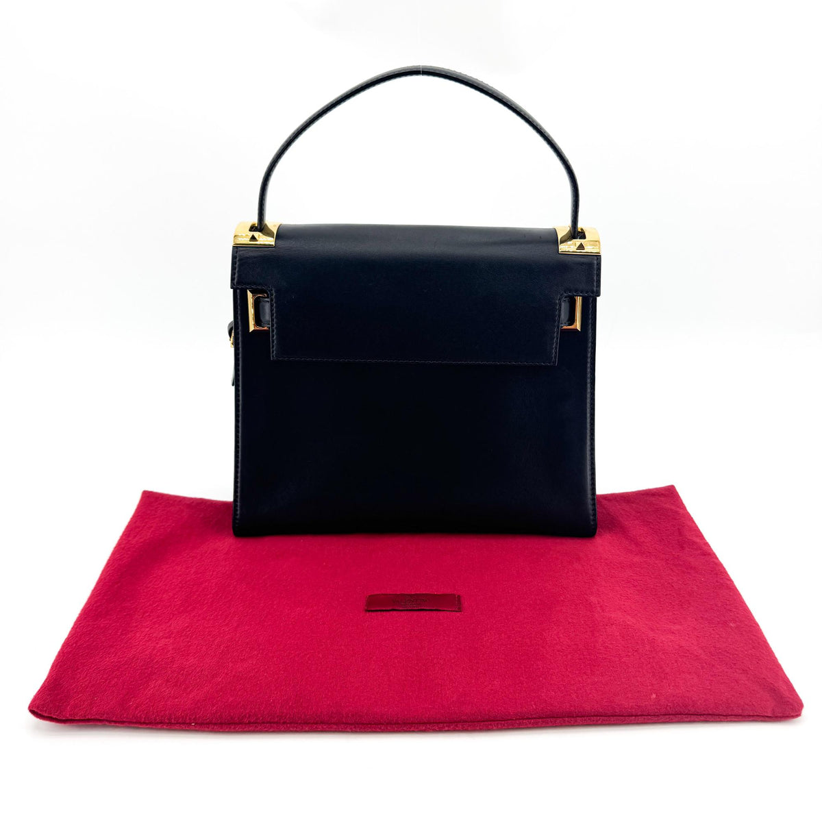 Valentino Garavani My Rockstud Satchel Leather Black Leather Handbag (Pre-Owned)