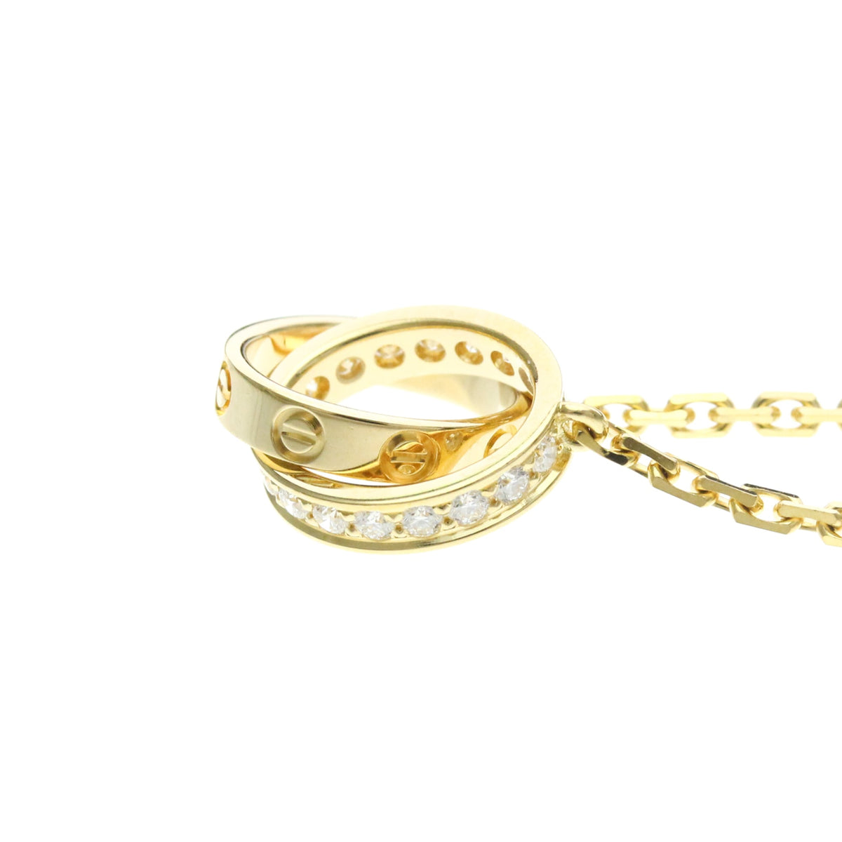 Cartier Love Interlocking 18K Rose Gold With Diamonds Gold Gold Necklace Jewelry (Pre-Owned)