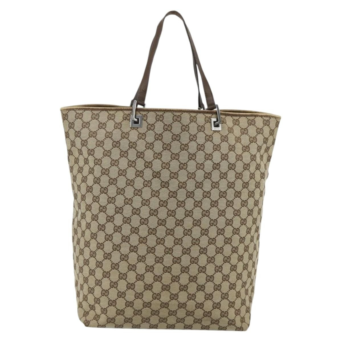 Gucci Vertical Tote Gg Canvas Beige Canvas Tote Bag Bag (Pre-Owned)