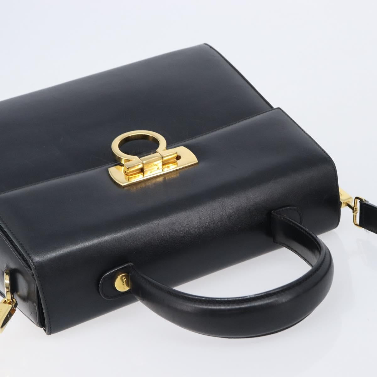 Salvatore Ferragamo Convertible Top Handle Leather Black Leather Handbag (Pre-Owned)