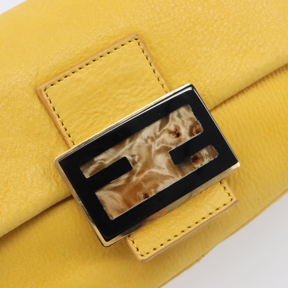 Fendi Fendi Mamma Baguette Monogram Canvas Yellow Leather Handbag (Pre-Owned)