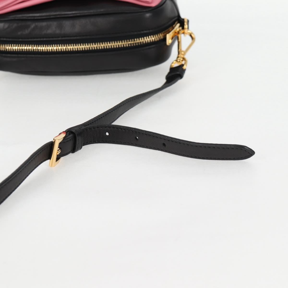 Prada Bow Camera Nappa Leather Black Leather Shoulder Bag Bag (Pre-Owned)