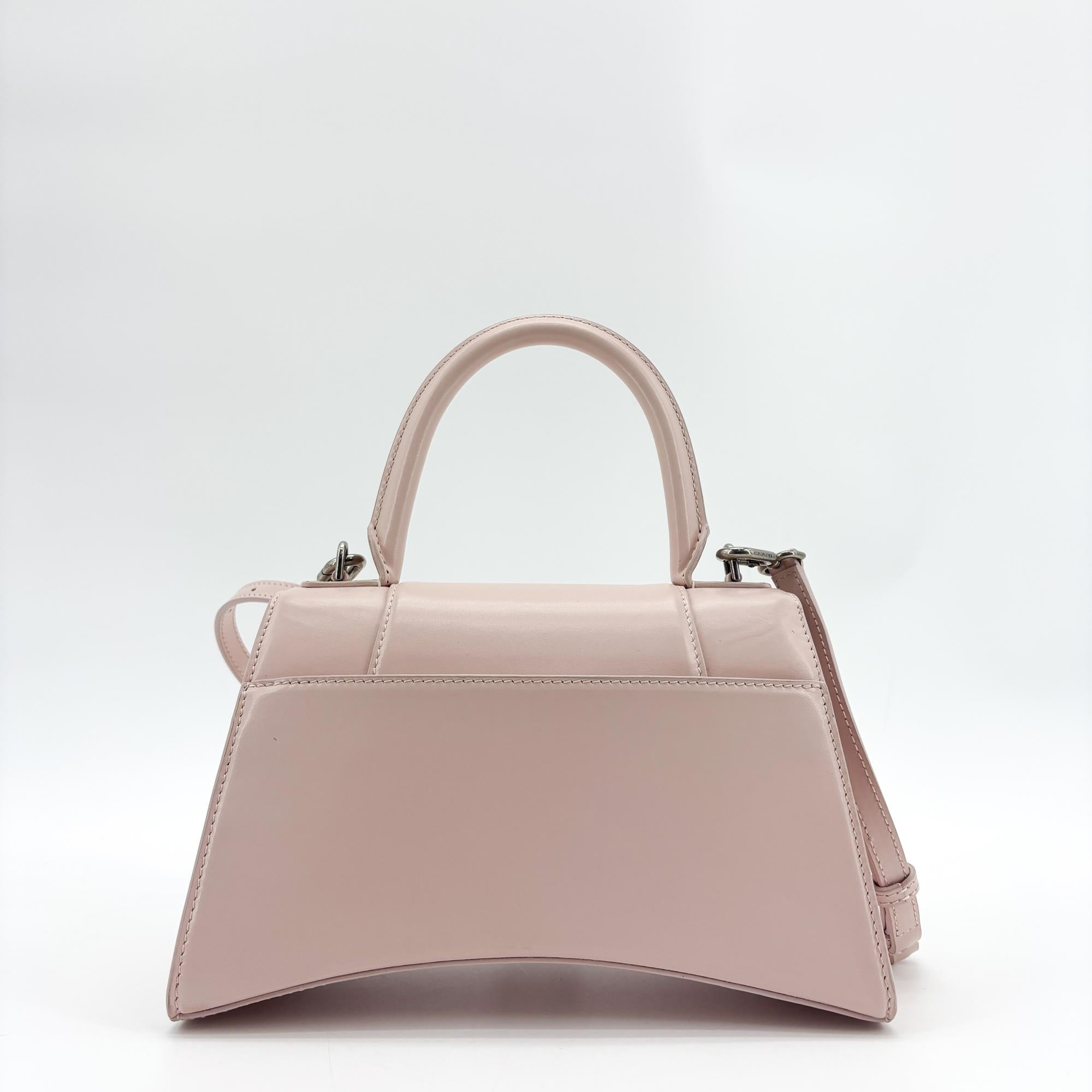 Balenciaga Hourglass Top Handle Leather Pink Leather Handbag (Pre-Owned)