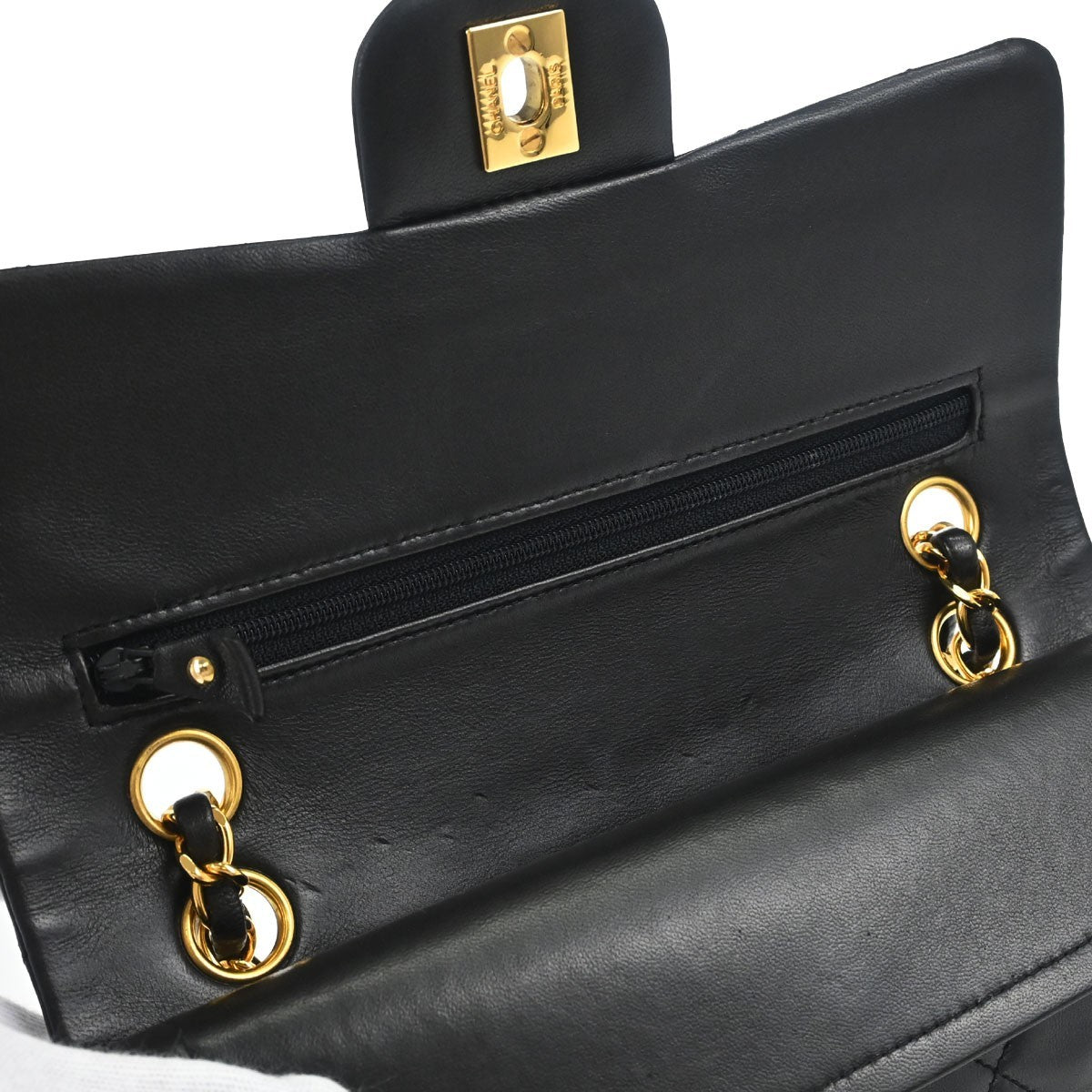 Chanel Timeless Lambskin Black Leather Handbag (Pre-Owned)