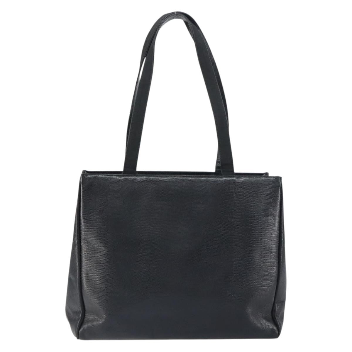 Salvatore Ferragamo Vintage Vara Bow Lizard Embossed Leather Black Leather Tote Bag Bag (Pre-Owned)