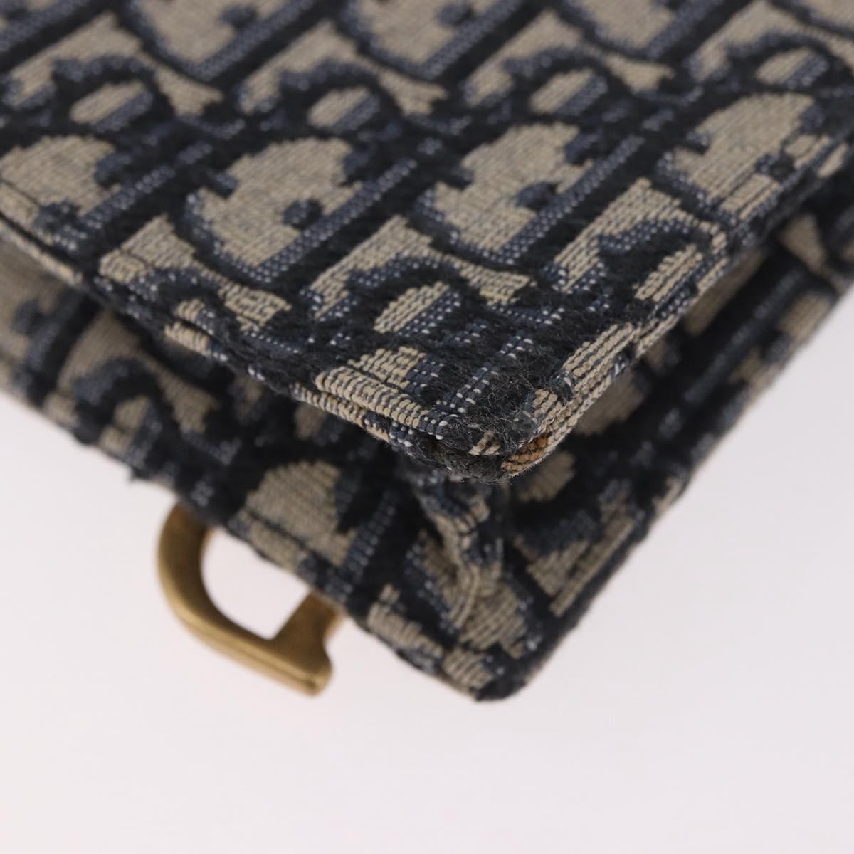 Christian Dior Vertical Saddle Chain Oblique Canvas Navy Canvas Clutche & Pouche Bag (Pre-Owned)