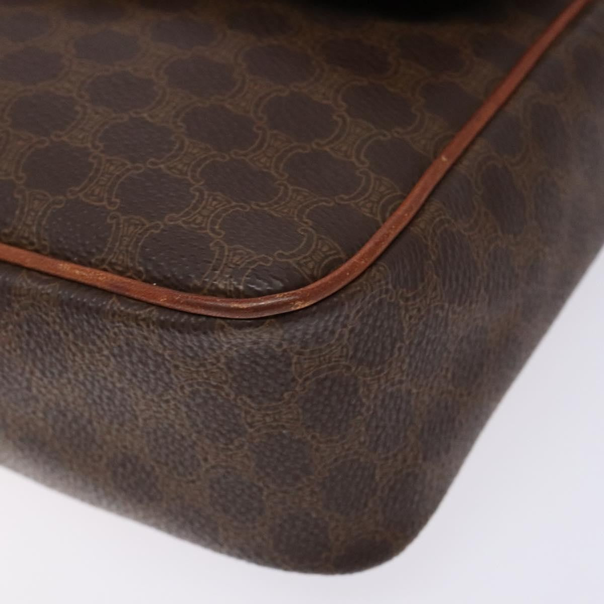 Celine Macadam Shoulder Pvc Leather Brown Canvas Bag (Pre-Owned)
