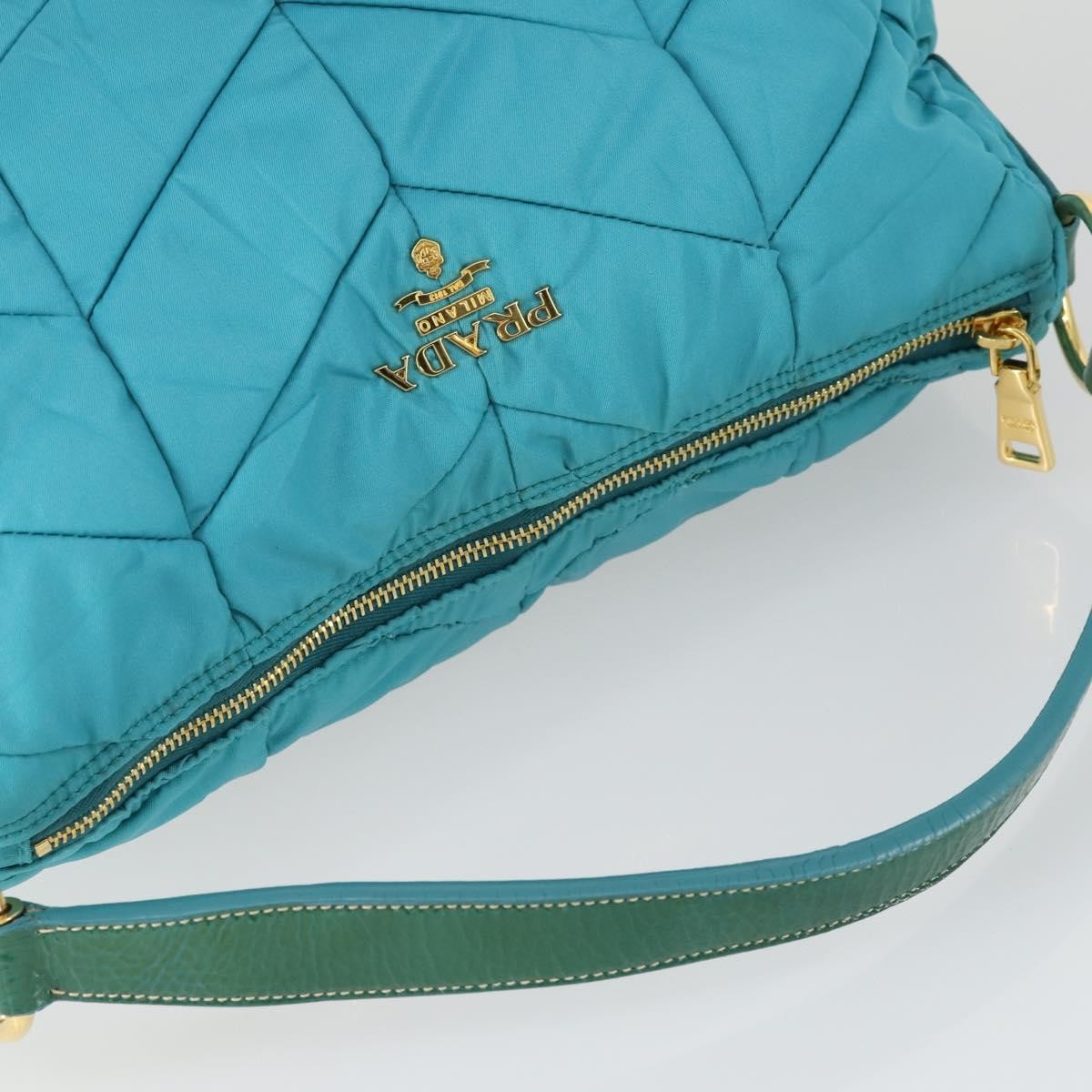 Prada Zip Hobo Chevron Tessuto Blue Nylon Shoulder Bag Bag (Pre-Owned)