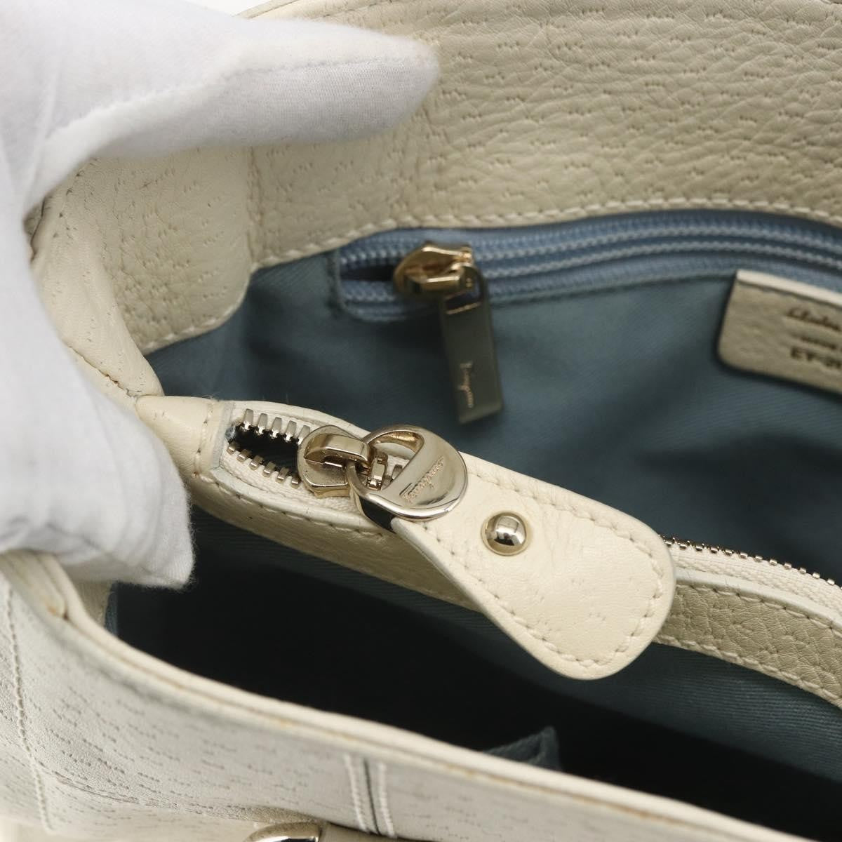 Salvatore Ferragamo Gancini Leather White Leather Handbag (Pre-Owned)