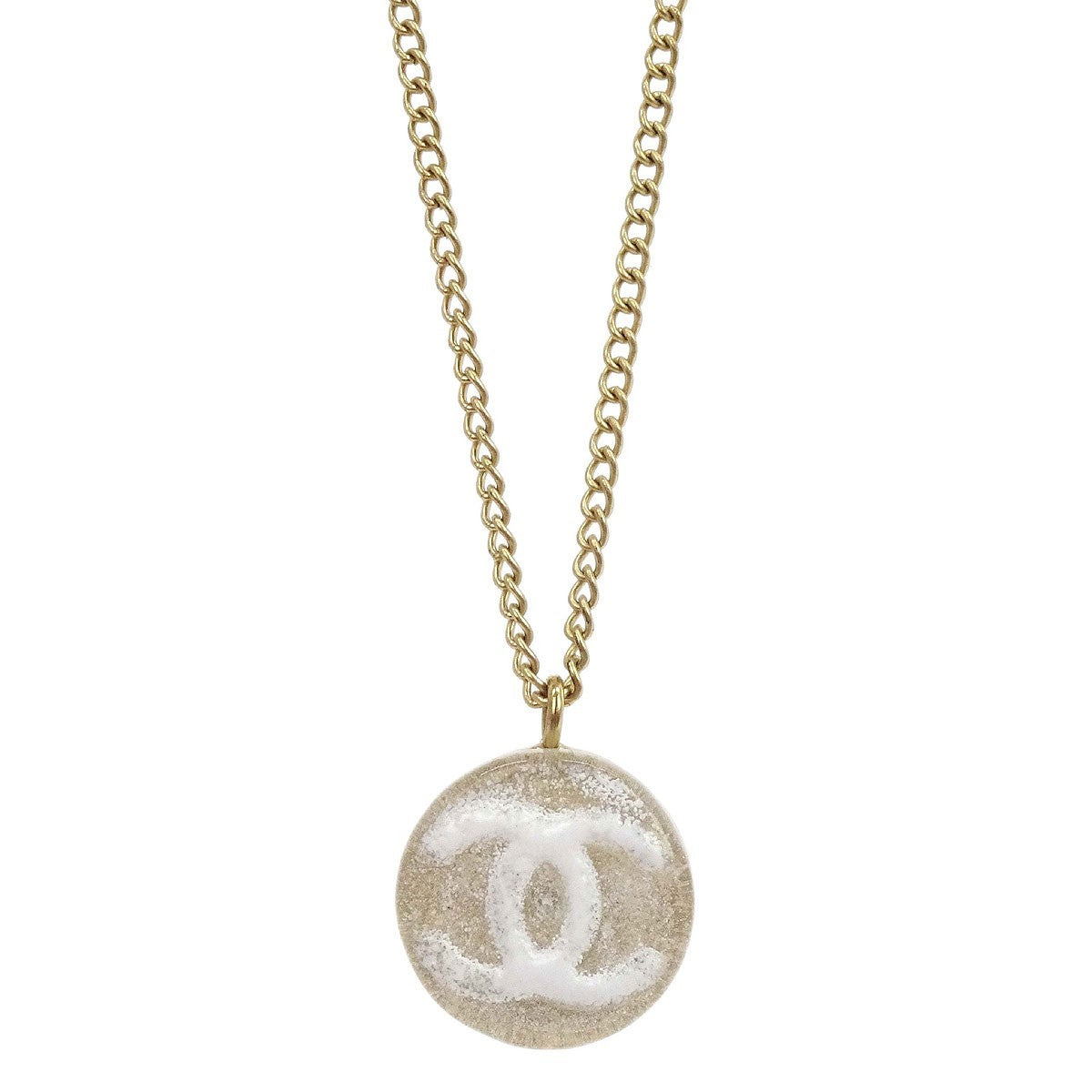 Chanel Vintage Cc Round Pendant Choker Metal Gold Gold_Plated Necklace Jewelry (Pre-Owned)