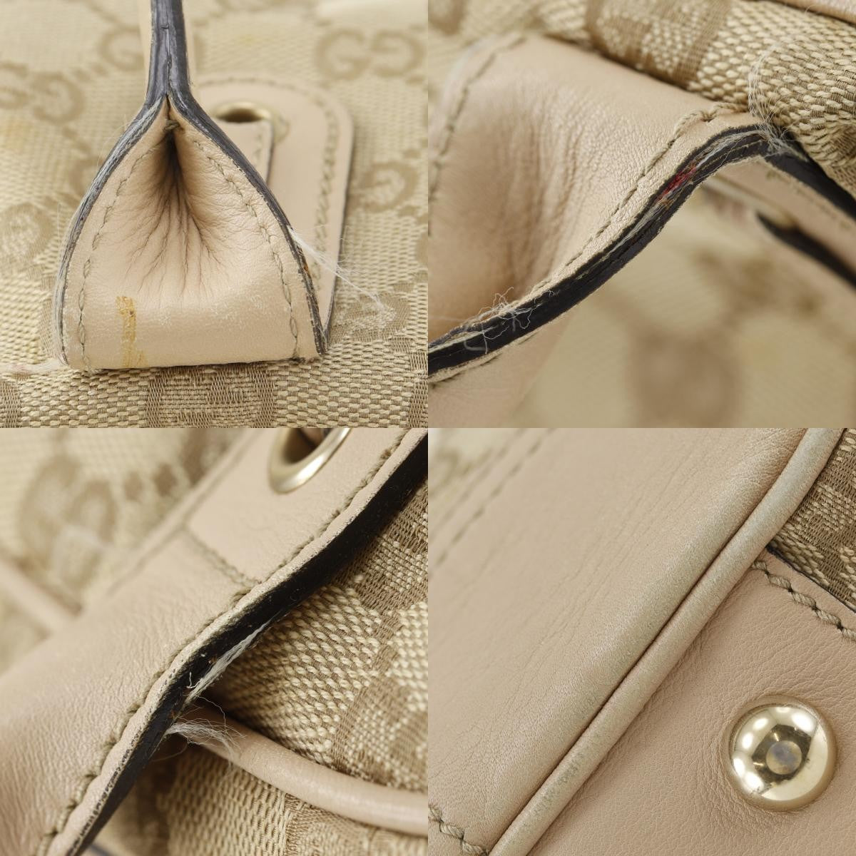 Gucci Princy Boston Gg Canvas And Leather Beige Canvas Handbag (Pre-Owned)