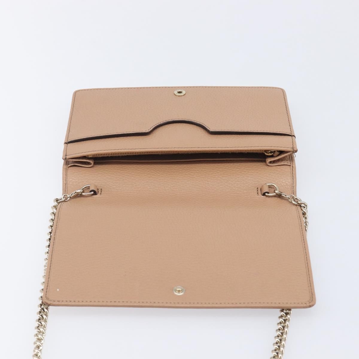 Gucci Soho Wallet On Chain Leather Beige Leather Shoulder Bag Bag (Pre-Owned)