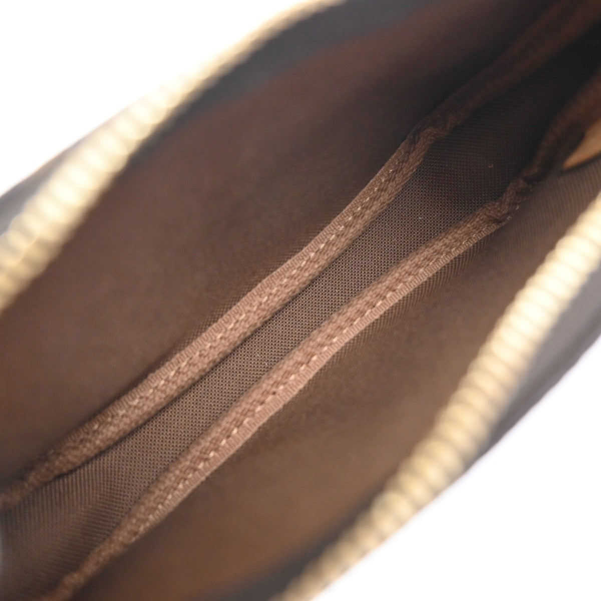Louis Vuitton Mini Pochette Accessoires Canvas Brown Leather Clutche & Pouche Bag (Pre-Owned)
