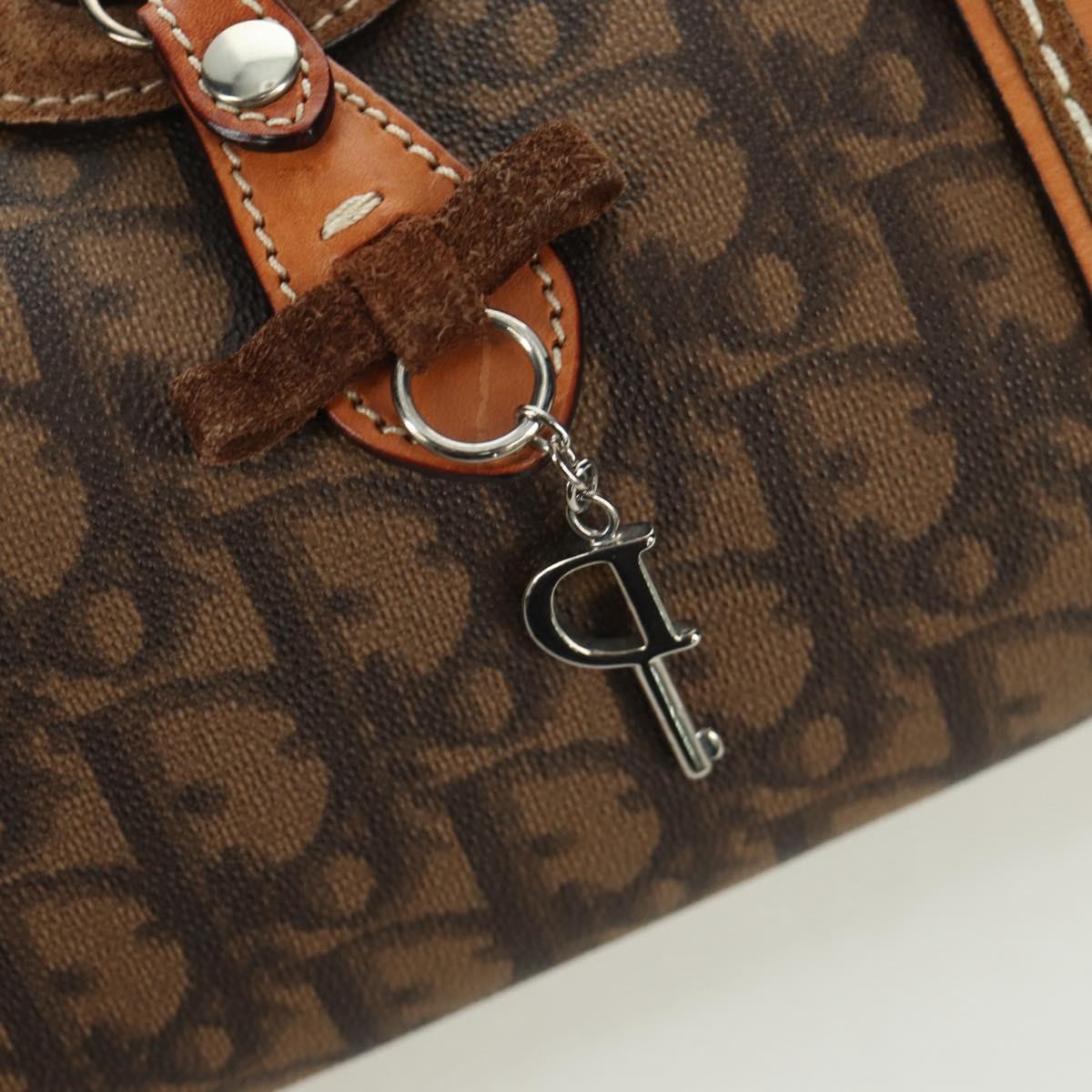 Christian Dior Vintage Trotter Romantique Boston Diorissimo Coated Canvas Brown Canvas Handbag (Pre-Owned)