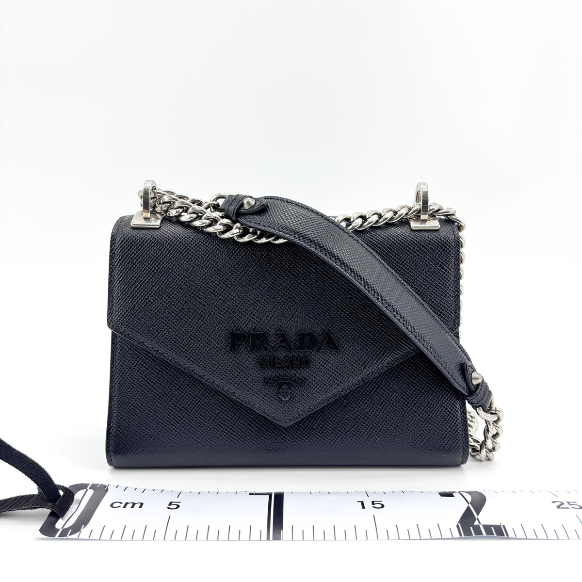 Prada Monochrome Saffiano Leather Black Leather Tote Bag Bag (Pre-Owned)