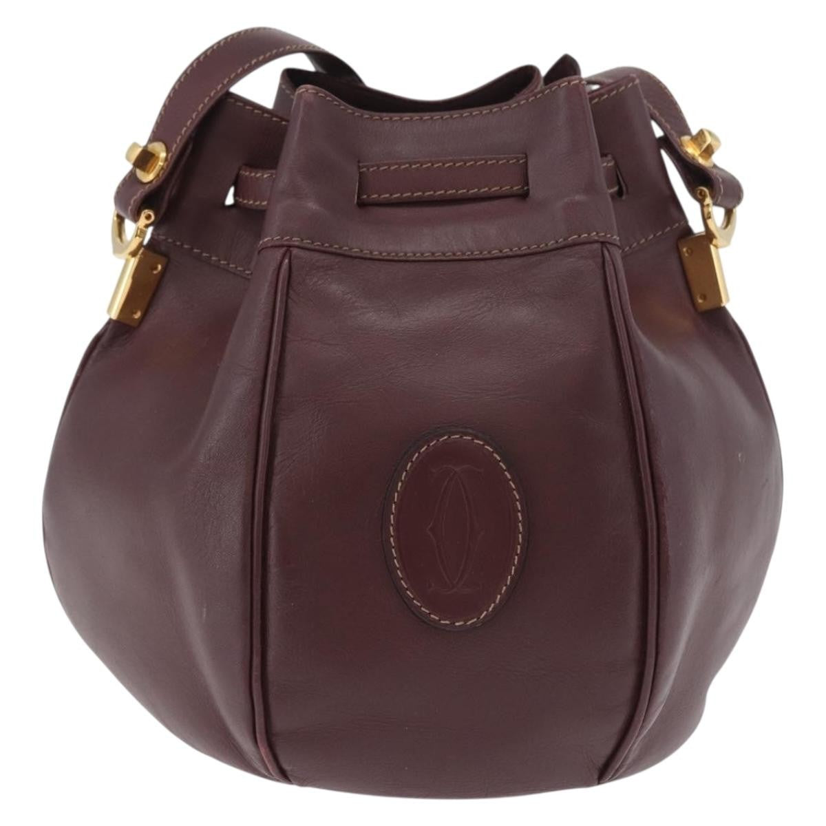 Cartier Must De Cartier Leather Burgundy Leather Shoulder Bag Bag (Pre-Owned)