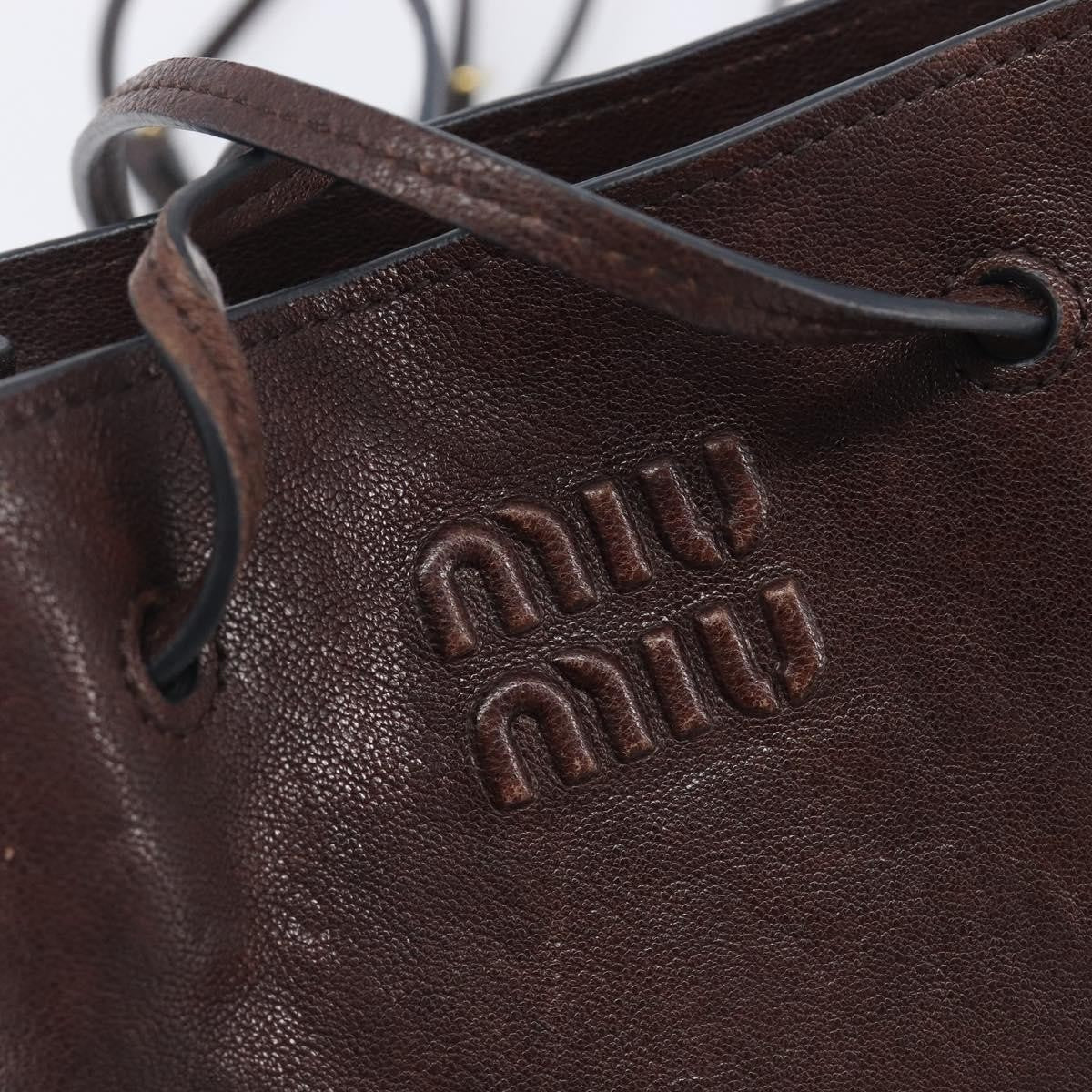 Miu Miu Aviator Bucket Leather Brown Leather Handbag (Pre-Owned)