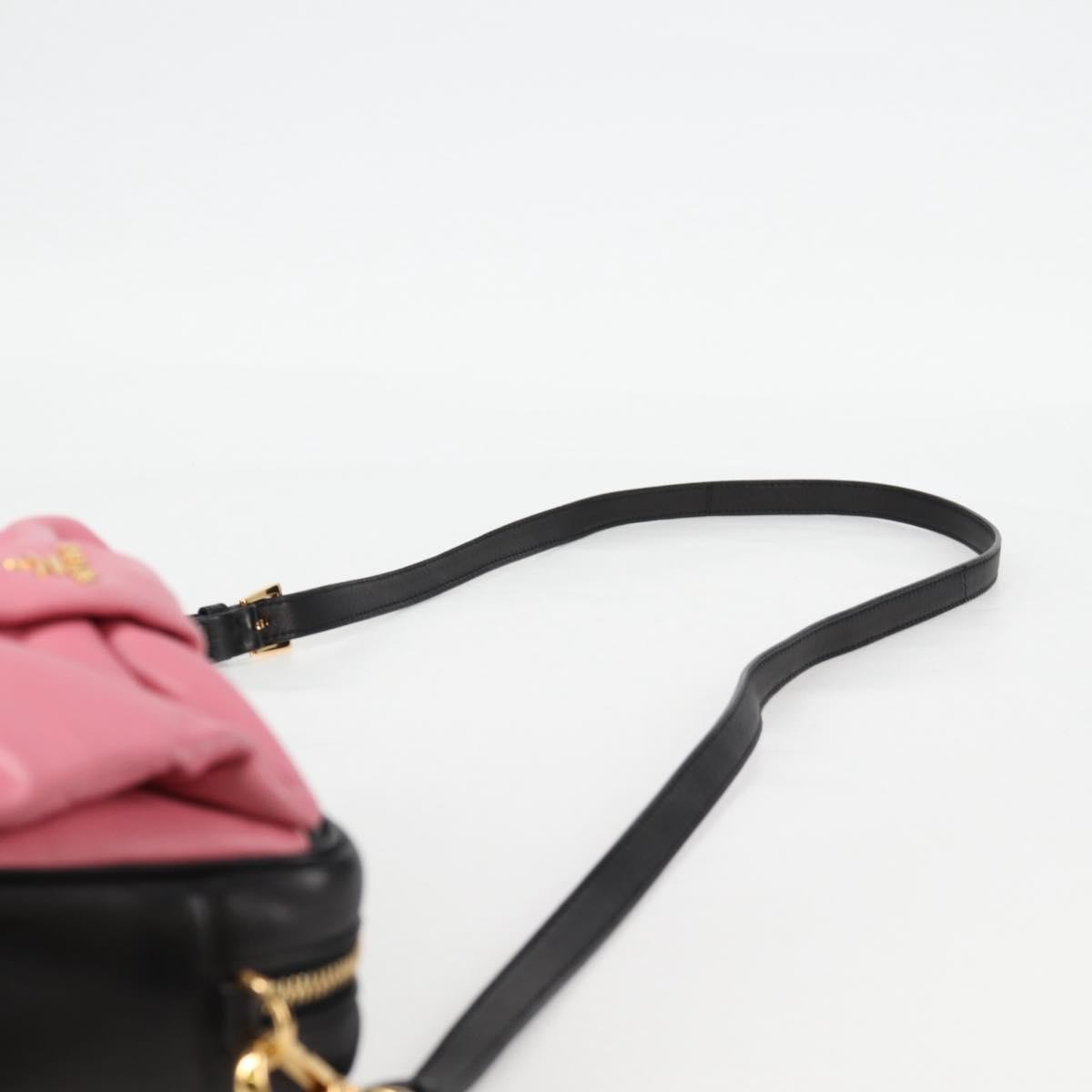 Prada Bow Camera Nappa Leather Black Leather Shoulder Bag Bag (Pre-Owned)