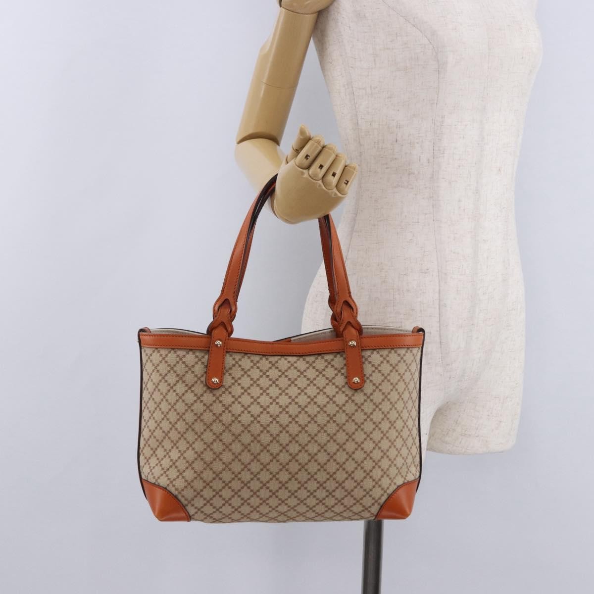 Gucci Craft Gg Canvas With Leather Beige Canvas Tote Bag Bag (Pre-Owned)