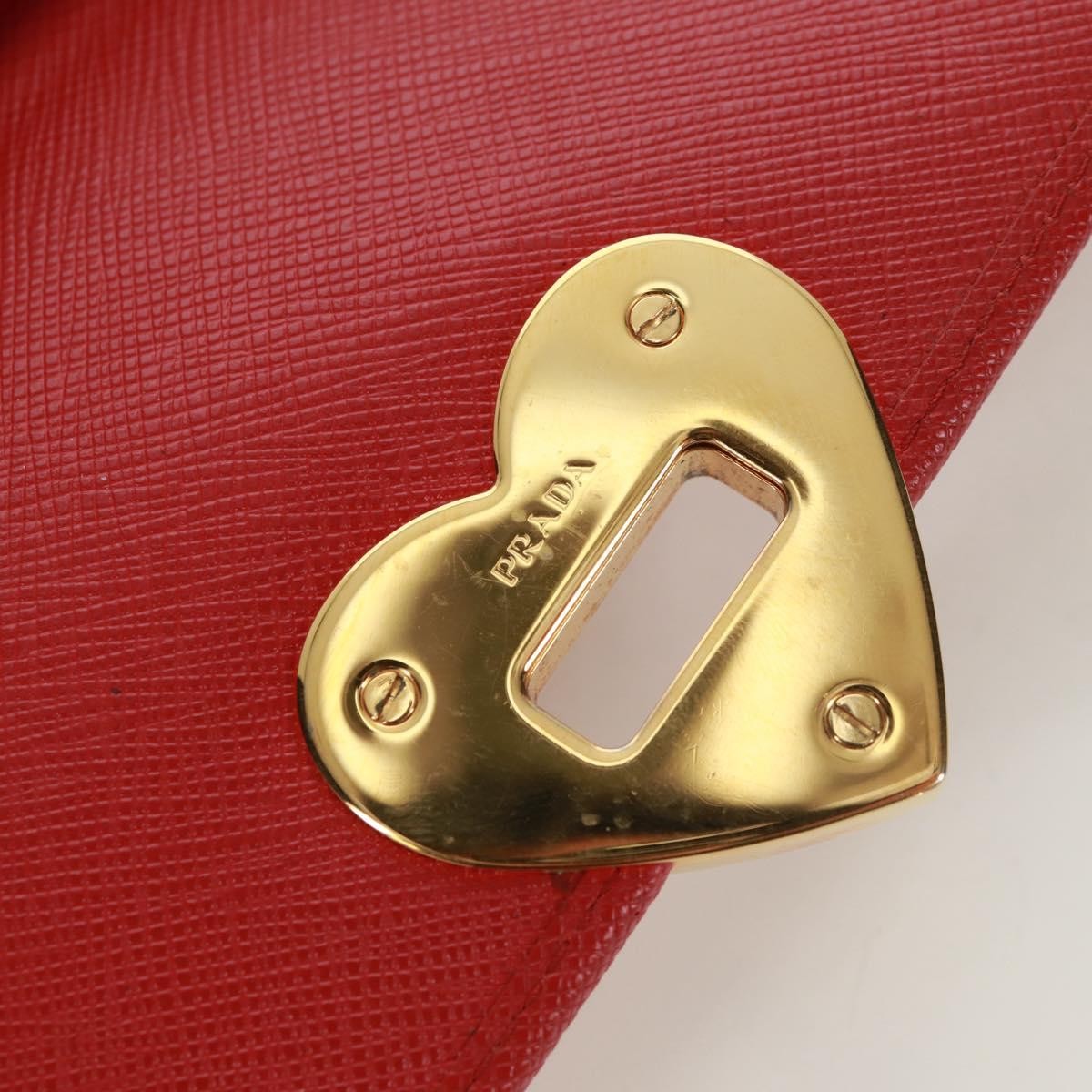 Prada Heart Wallet On Chain Saffiano Leather Red Leather Crossbody Bag Bag (Pre-Owned)