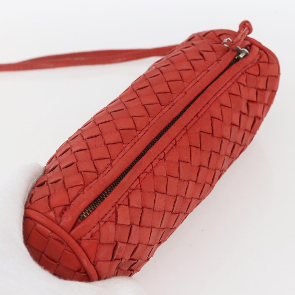 Bottega Veneta Intrecciato Clutch Leather Red Leather Clutche & Pouche Bag (Pre-Owned)