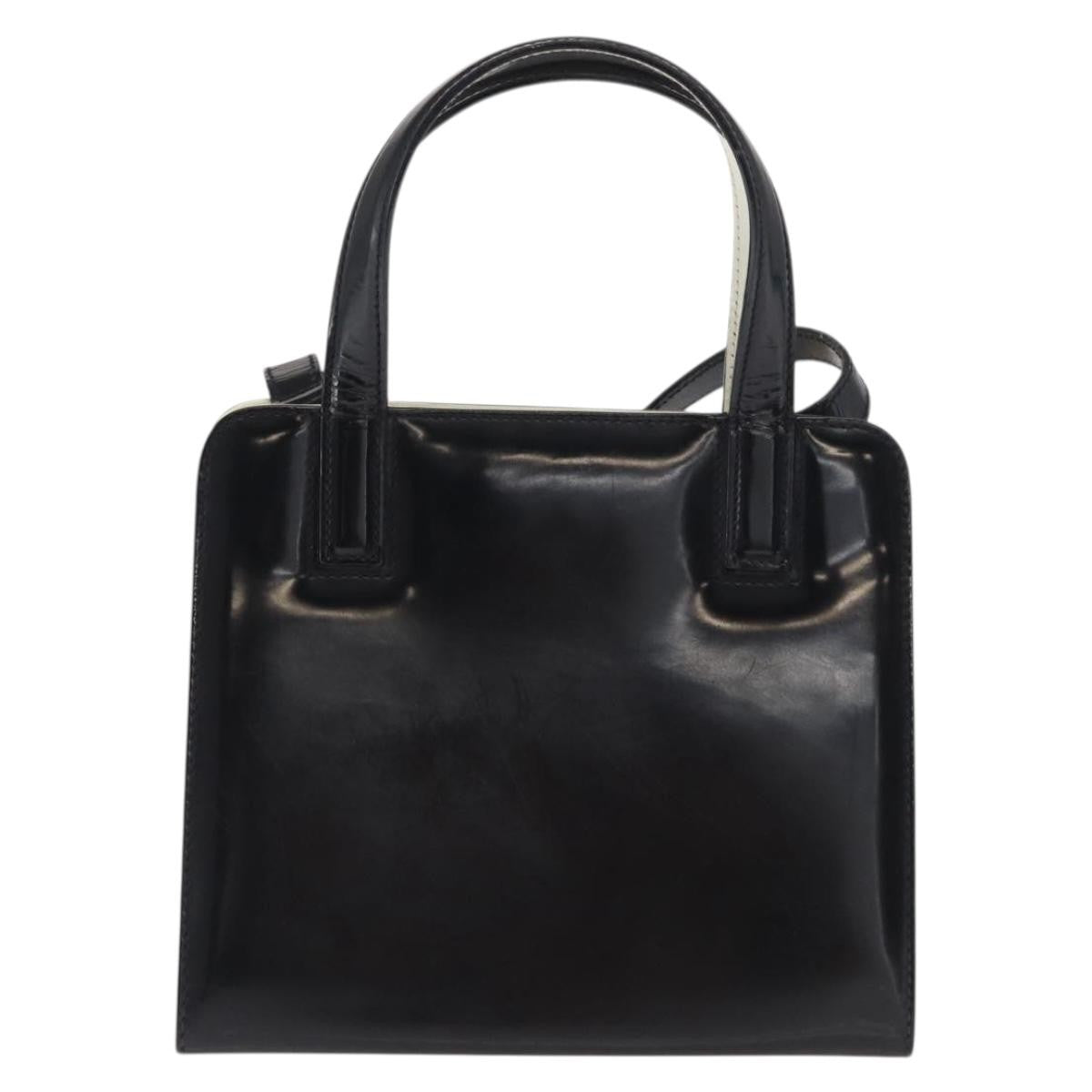 Salvatore Ferragamo Gancini Patent Leather Black Patent_Leather Handbag (Pre-Owned)