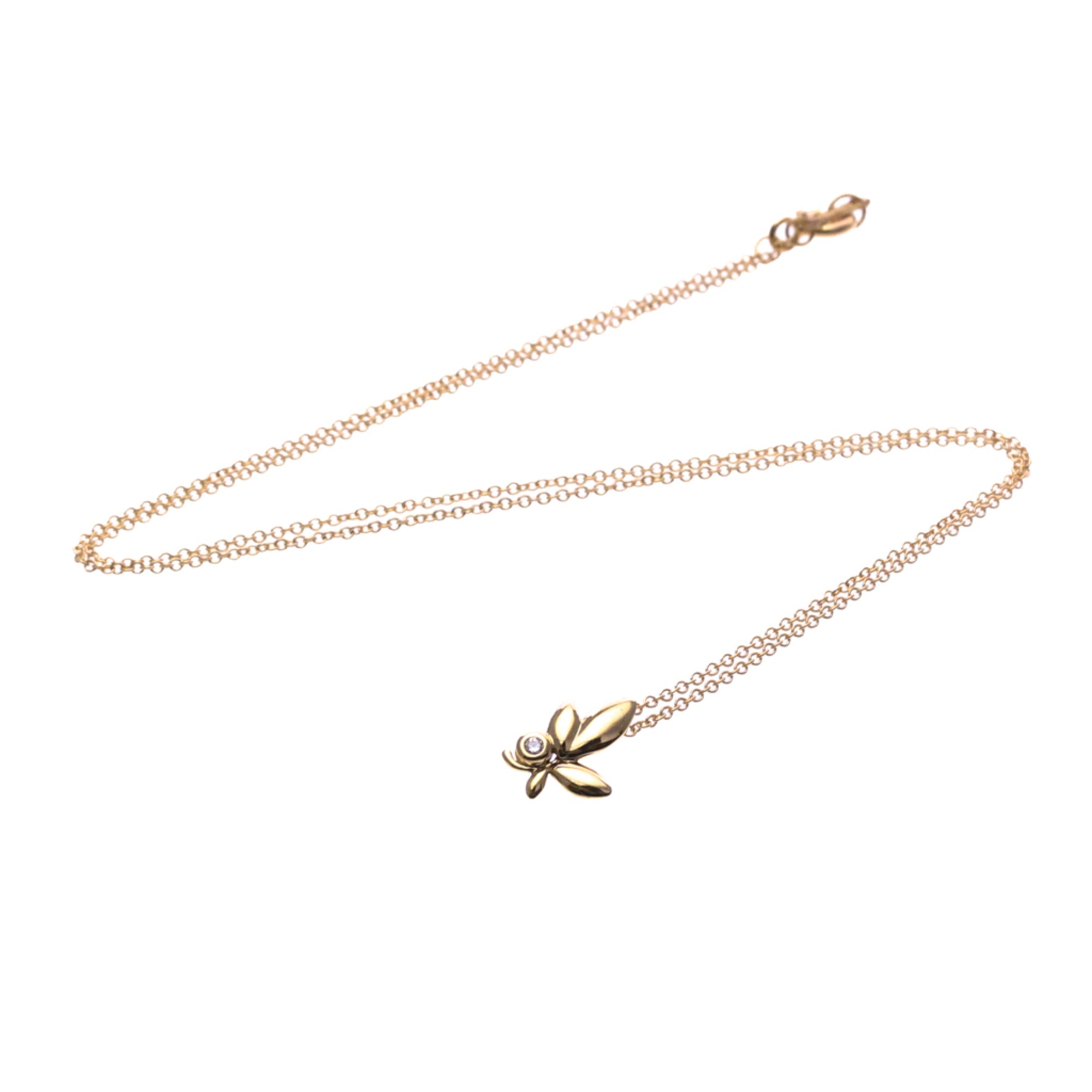 Tiffany & Co. Paloma Picasso Olive Leaf Pendant 18K Rose Gold With Diamond Gold Pink_Gold Necklace Jewelry (Pre-Owned)