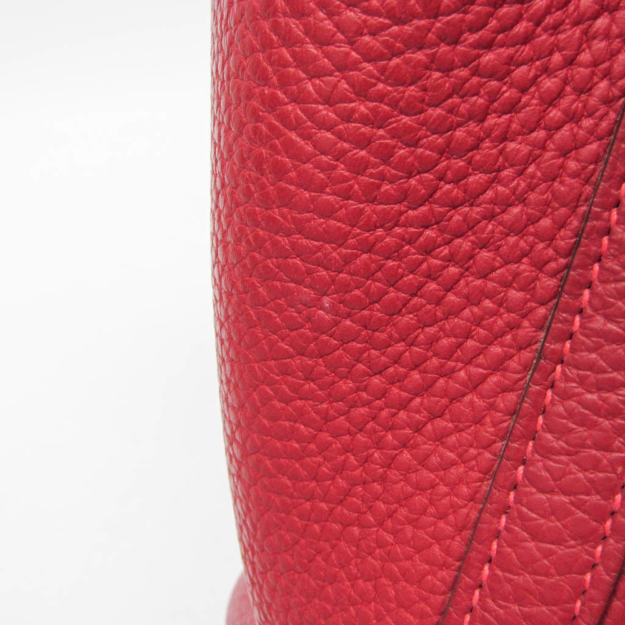 Hermes Picotin Clemence Red Leather Handbag (Pre-Owned)