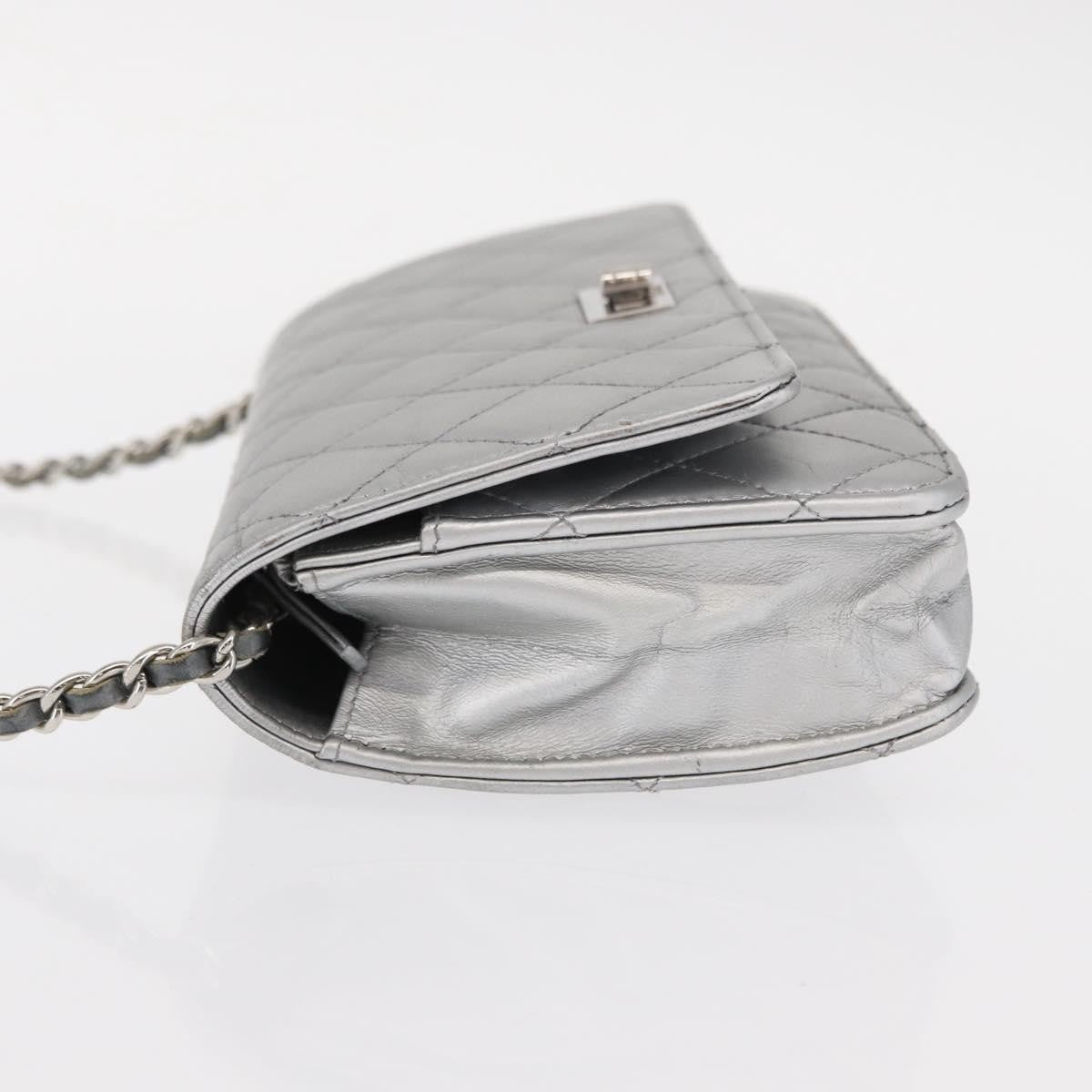 Chanel Reissue 2.55 Wallet On Chain Quilted Lambskin Silver Leather Crossbody Bag Bag (Pre-Owned)