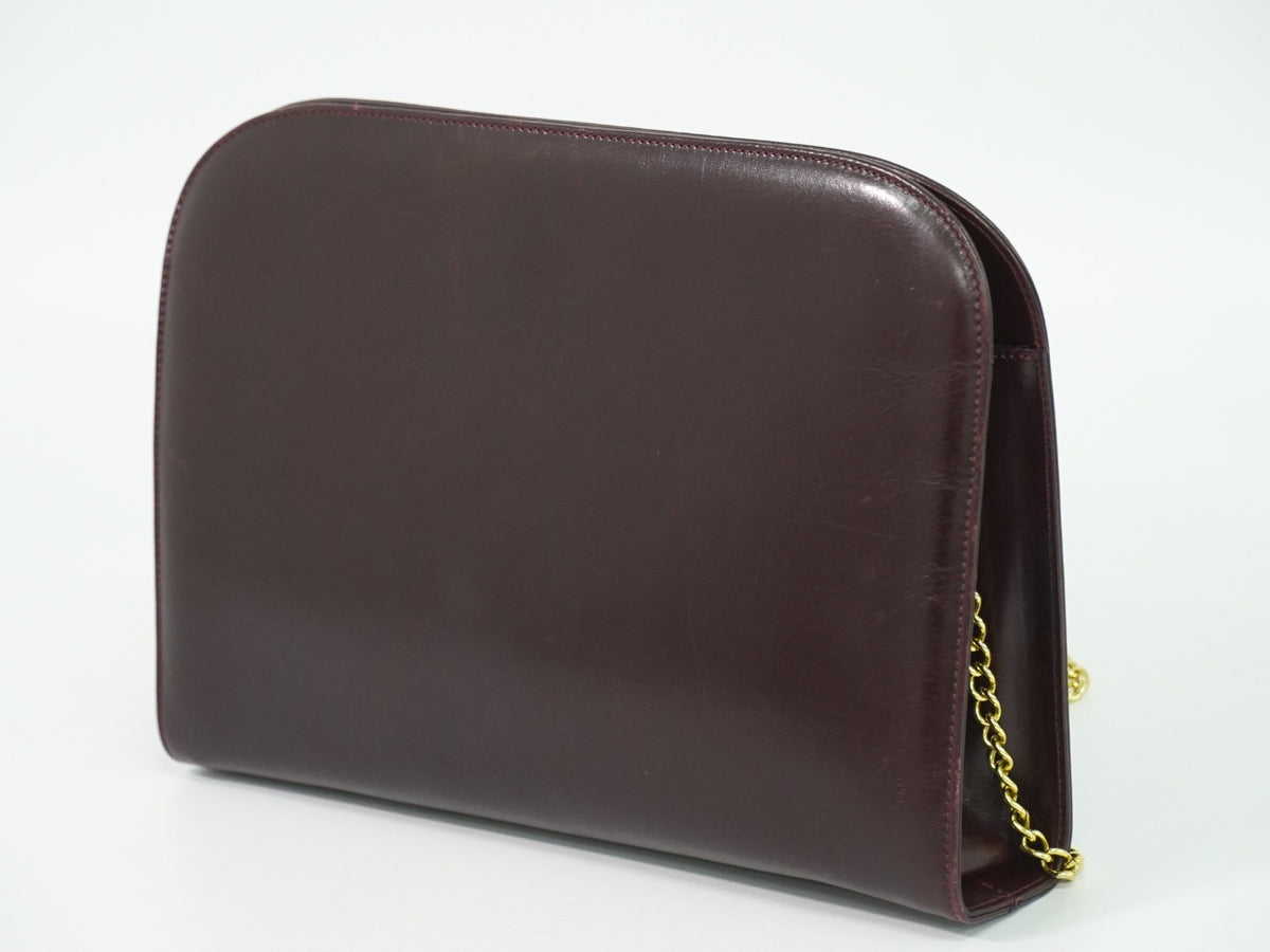 Salvatore Ferragamo Vintage Gancini Chain Leather Burgundy Leather Shoulder Bag Bag (Pre-Owned)