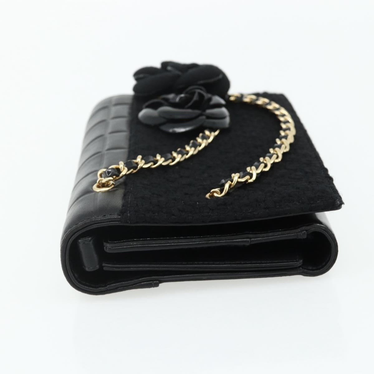 Chanel Flap Clutch Leather Black Leather Clutche & Pouche Bag (Pre-Owned)