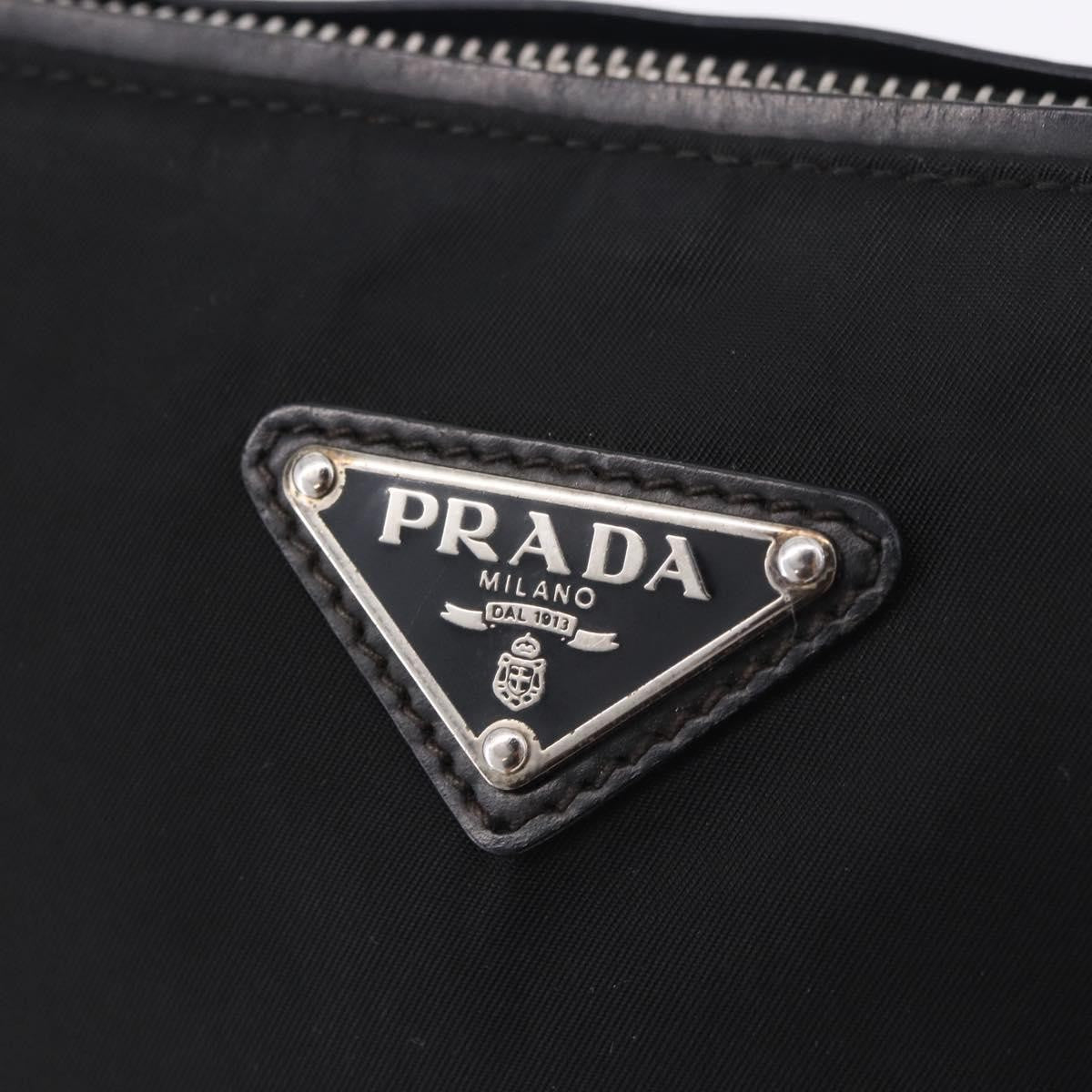 Prada Zip Messenger Tessuto With Leather Black Nylon Handbag (Pre-Owned)