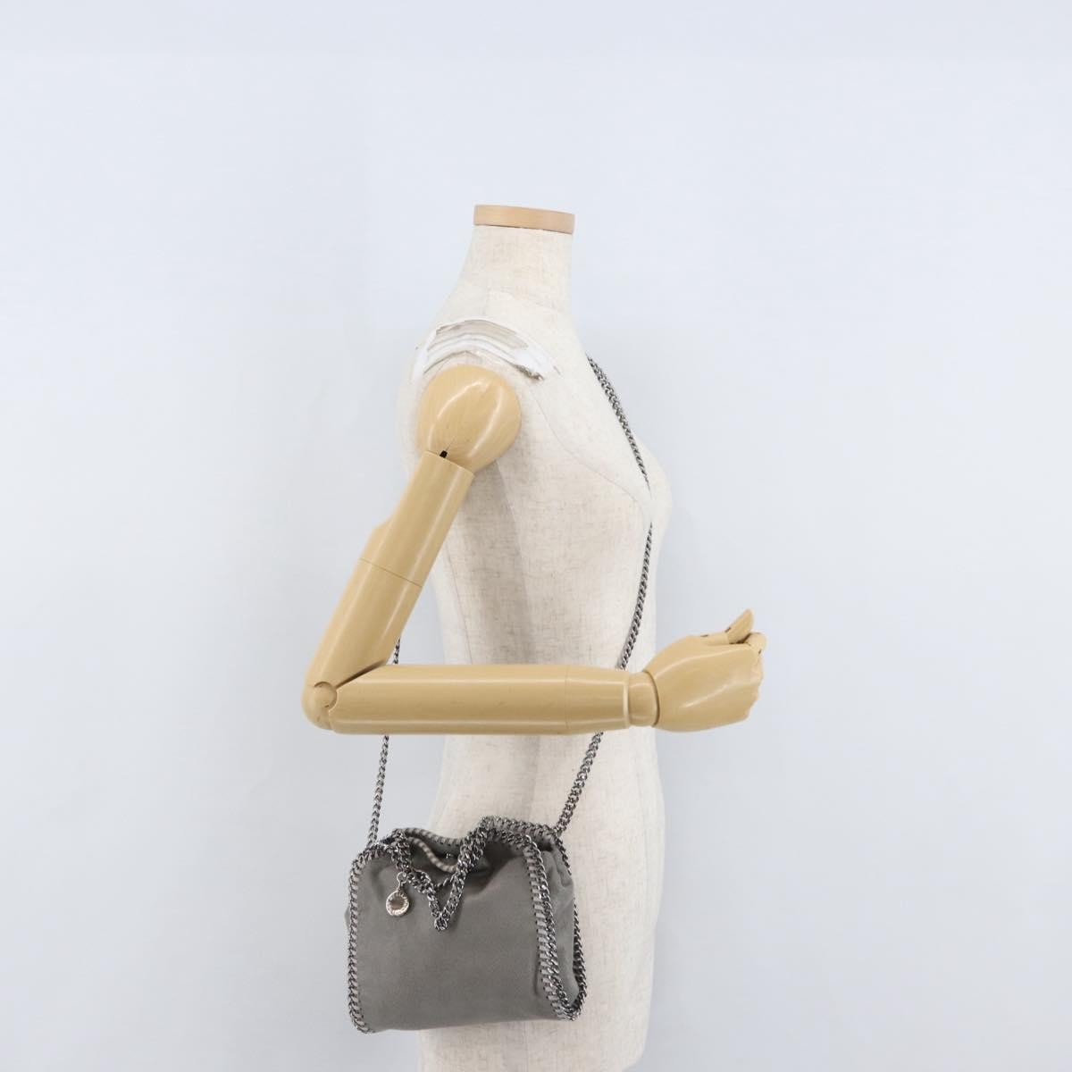 Stella Mccartney Falabella Fold Over Faux Leather Gray Polyester Shoulder Bag Bag (Pre-Owned)