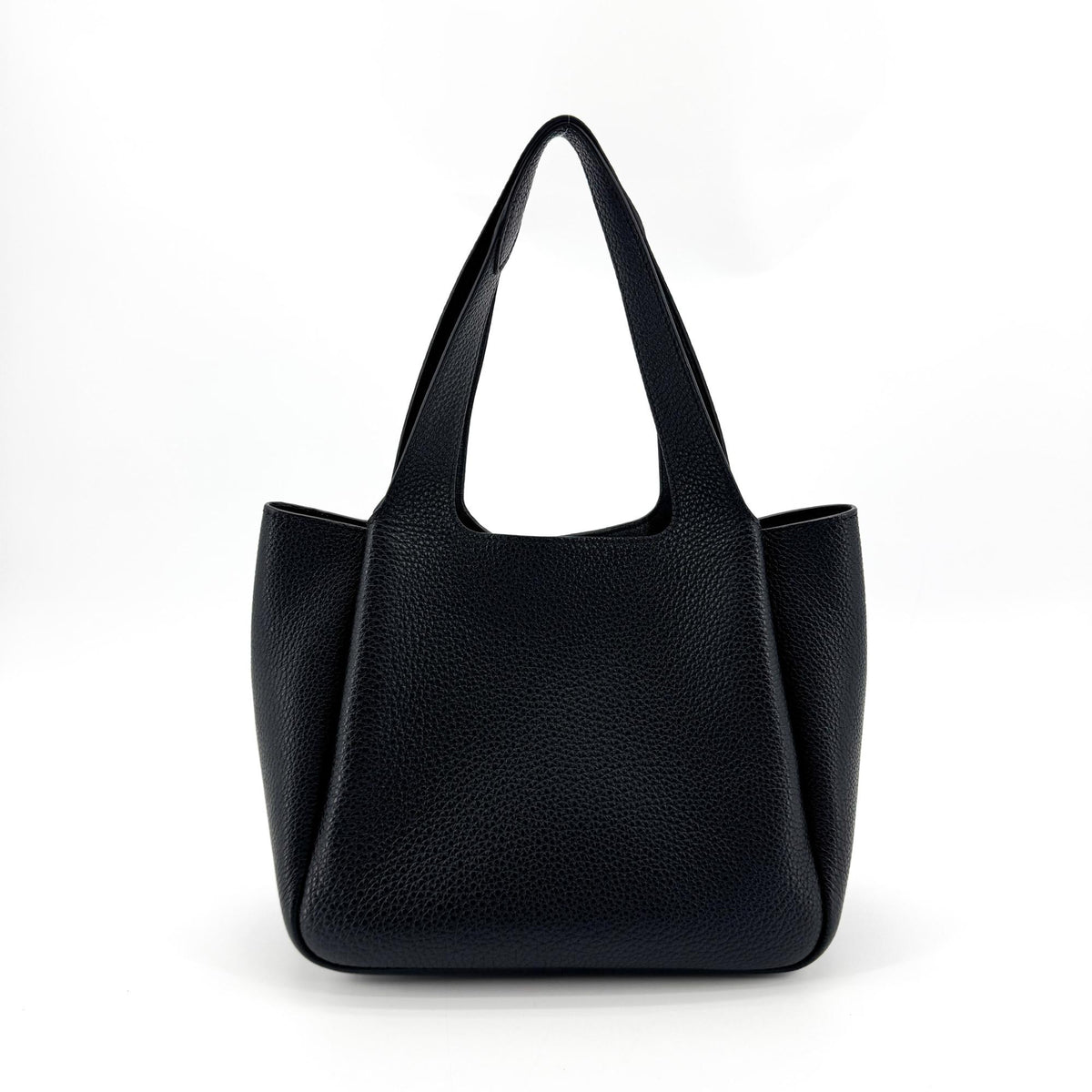 Prada Flou Dynamique Open Vitello Daino Black Leather Tote Bag Bag (Pre-Owned)