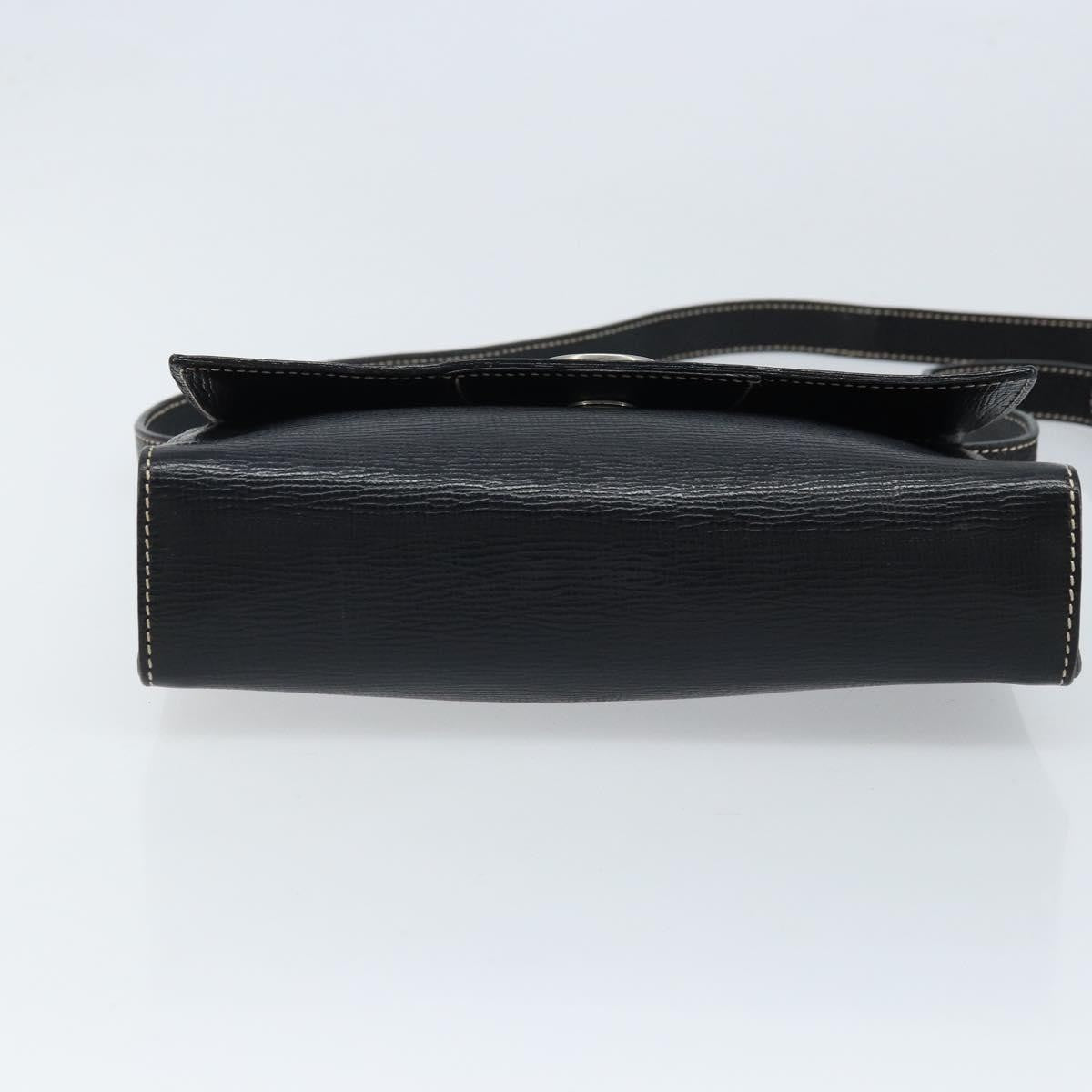Celine Vintage Circle Logo Leather Black Leather Crossbody Bag Bag (Pre-Owned)