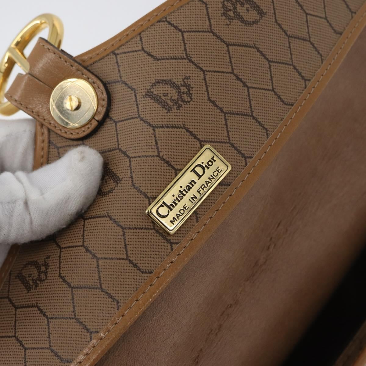 Christian Dior Vintage Honeycomb Canvas And Leather Beige Canvas Shoulder Bag Bag (Pre-Owned)