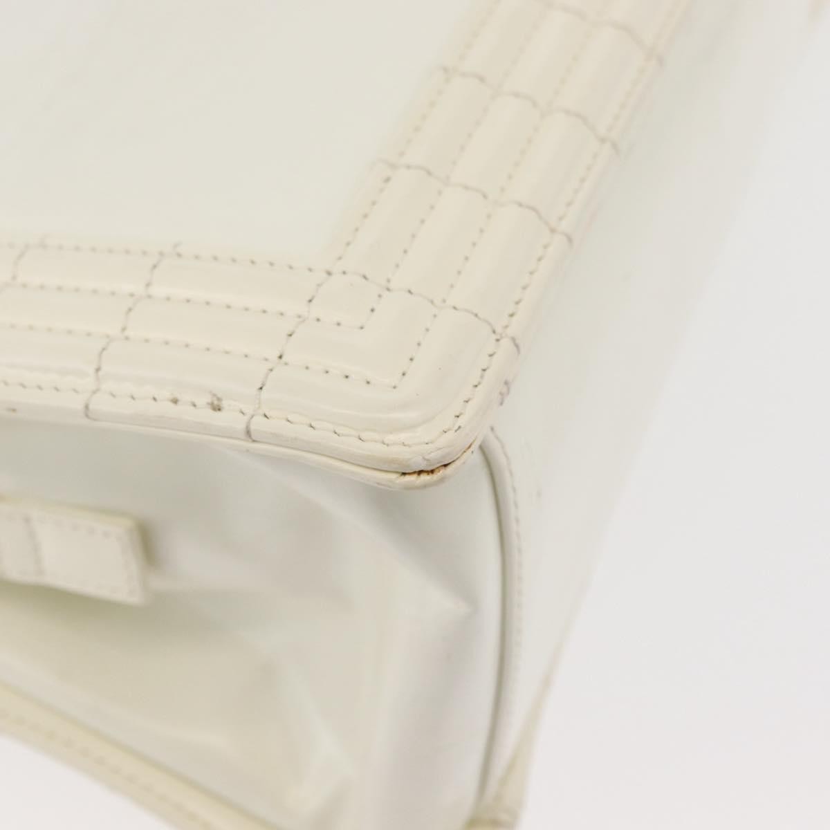 Chanel Boy Tote Glazed Calfskin White Patent_Leather Shoulder Bag Bag (Pre-Owned)