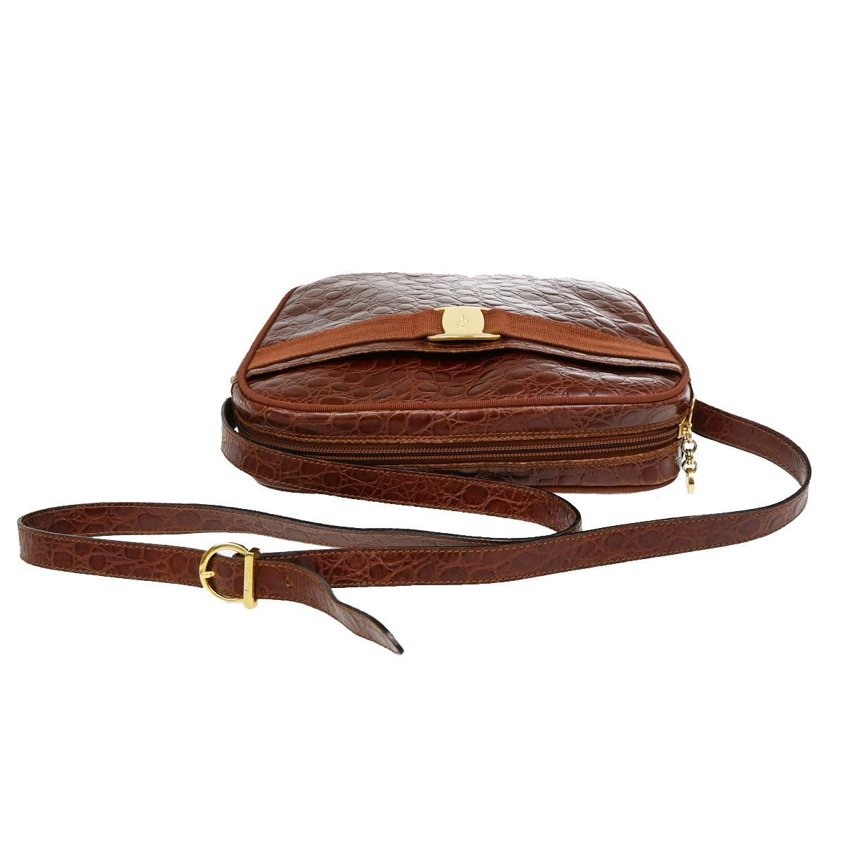 Salvatore Ferragamo Vala Leather Brown Leather Shoulder Bag Bag (Pre-Owned)