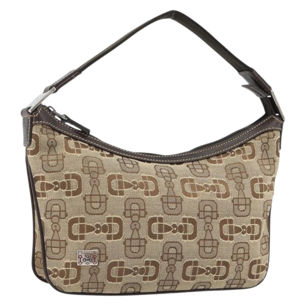 Gucci Vintage Top Handle Canvas Beige Canvas Handbag (Pre-Owned)