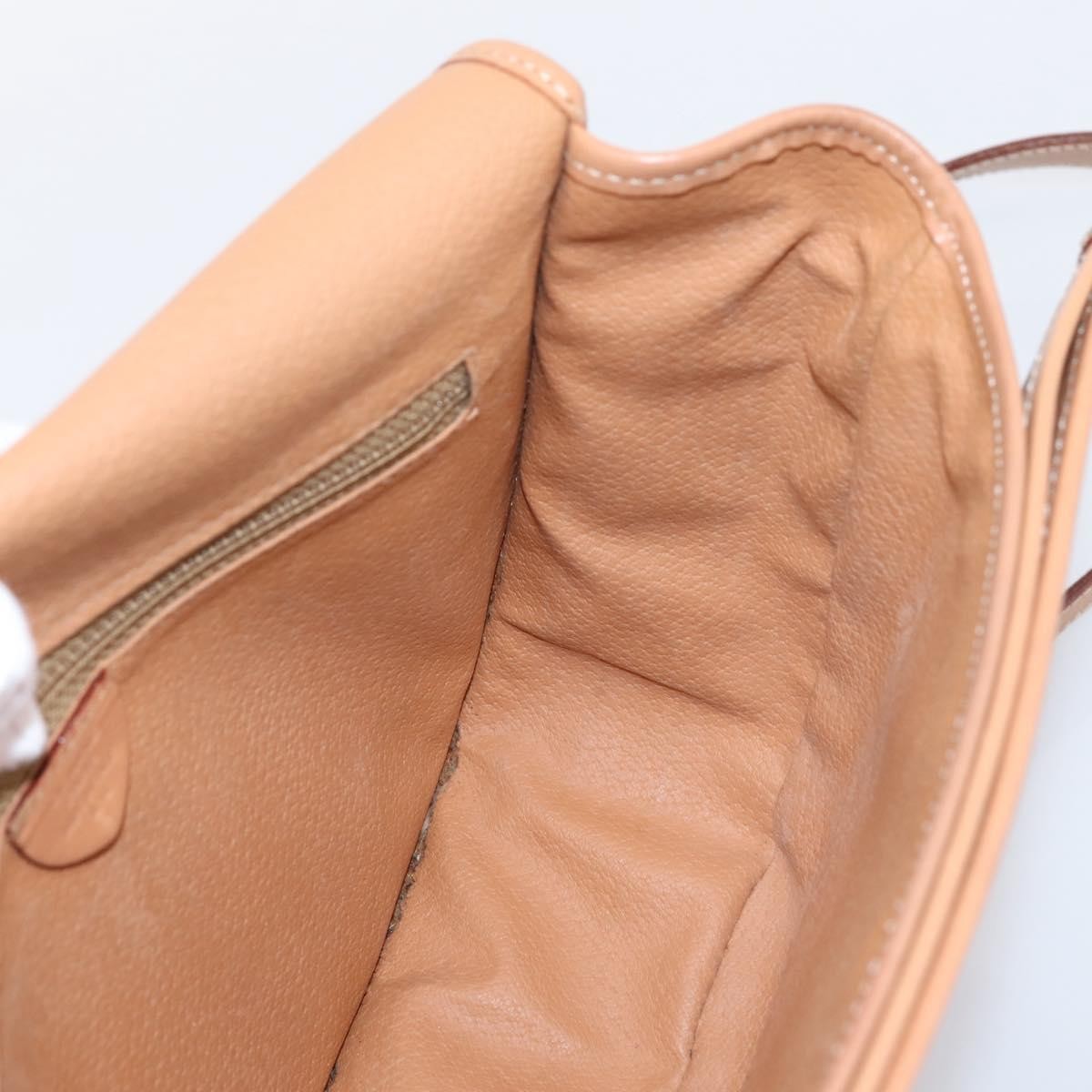 Celine Vintage Saddle Flap Macadam Coated Canvas Brown Canvas Shoulder Bag Bag (Pre-Owned)