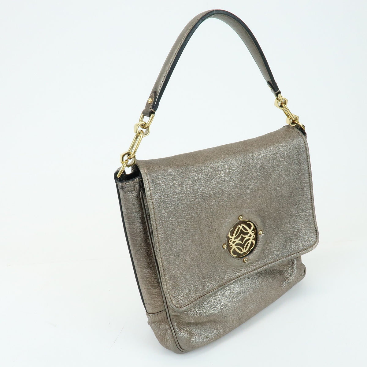 Loewe Shoulder Bag Leather Silver Leather Shoulder Bag Bag (Pre-Owned)
