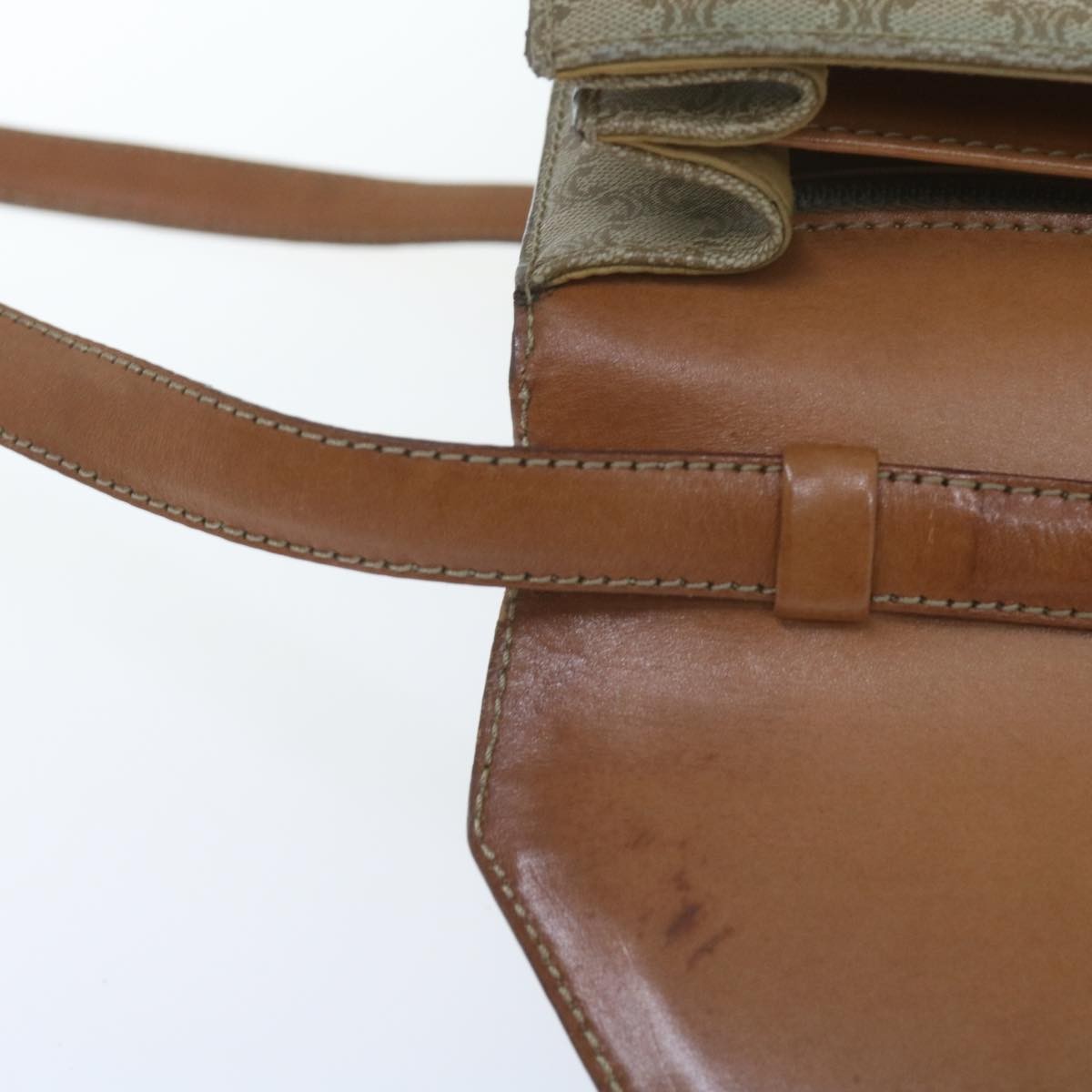 Celine Vintage Macadam Canvas Beige Canvas Shoulder Bag Bag (Pre-Owned)